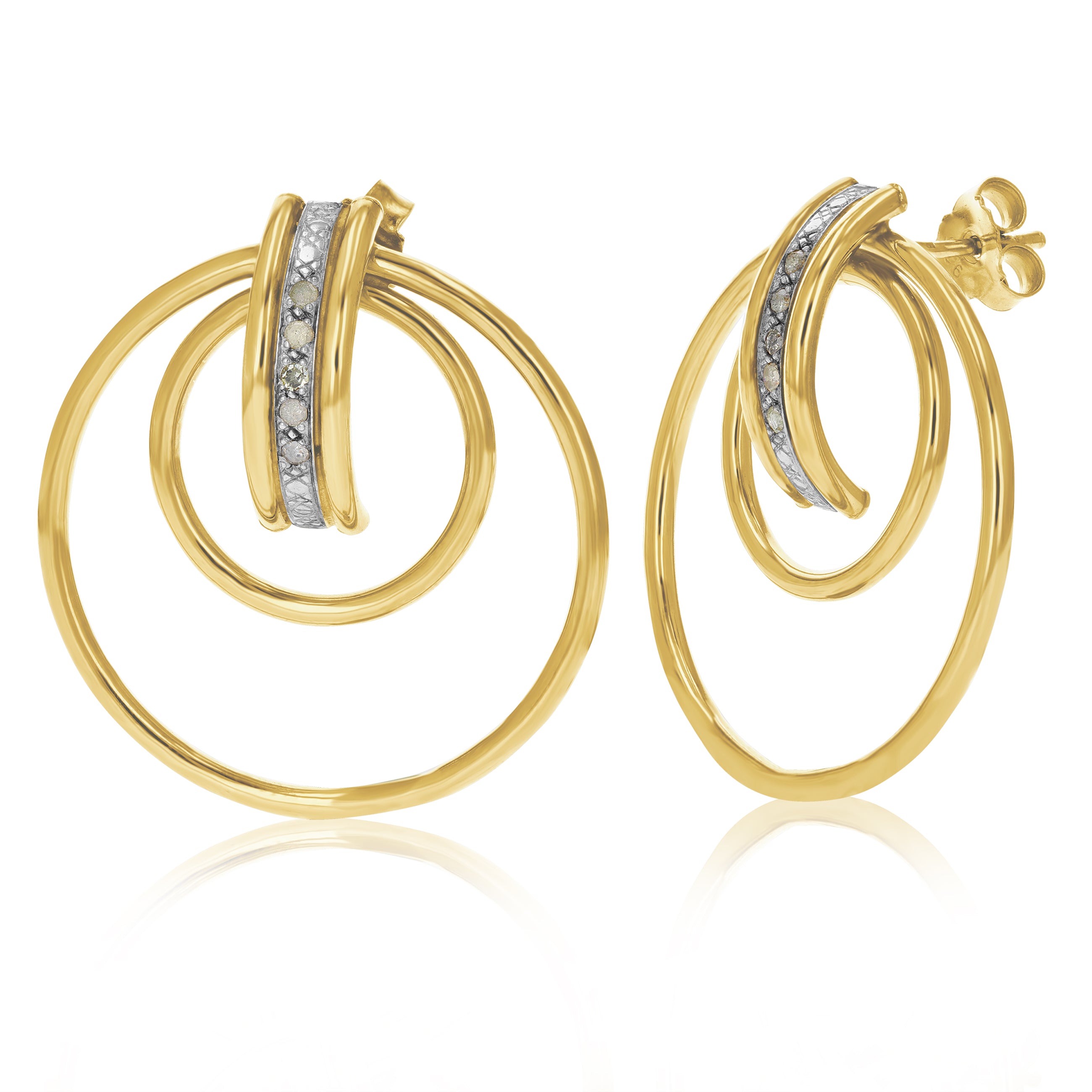 1/10 cttw Diamond Hoop Earrings Yellow Gold Plated Over Sterling Silver