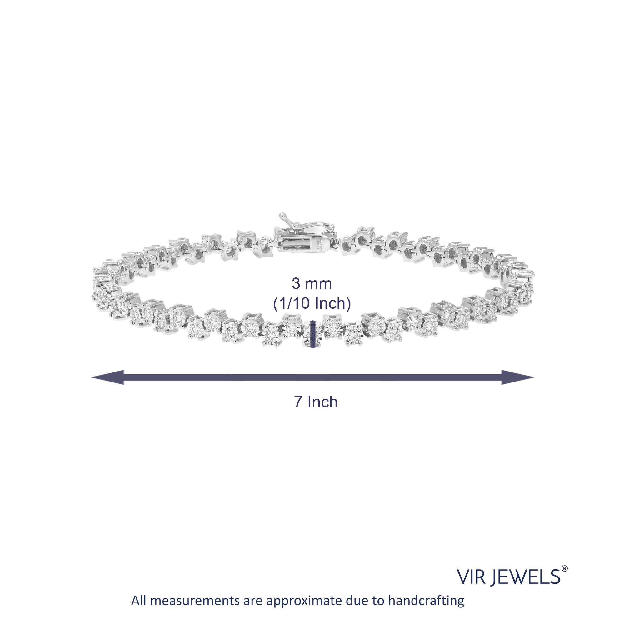 1 cttw Diamond Bracelet for Women, Round Lab Grown Diamond Tennis Bracelet in .925 Sterling Silver, Prong Setting, 7 Inch