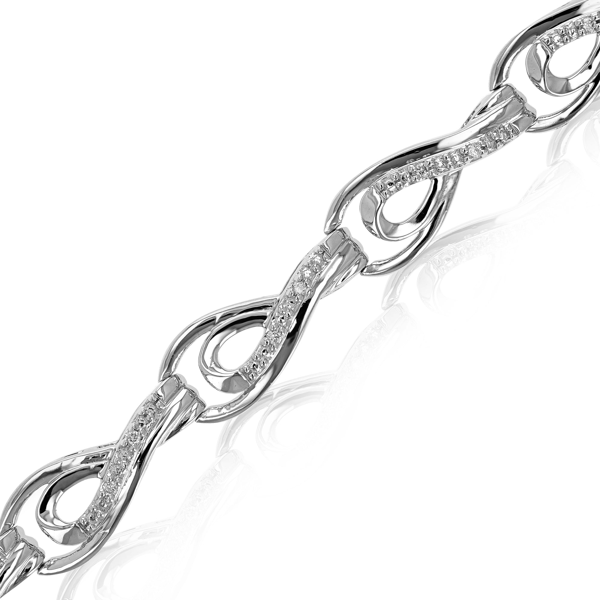 1/5 cttw Diamond Bracelet for Women, Round Lab Grown Diamond Bracelet in .925 Sterling Silver, Prong Setting, 8.5 Inch