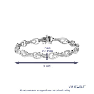 1/5 cttw Diamond Bracelet for Women, Round Lab Grown Diamond Bracelet in .925 Sterling Silver, Prong Setting, 8.5 Inch