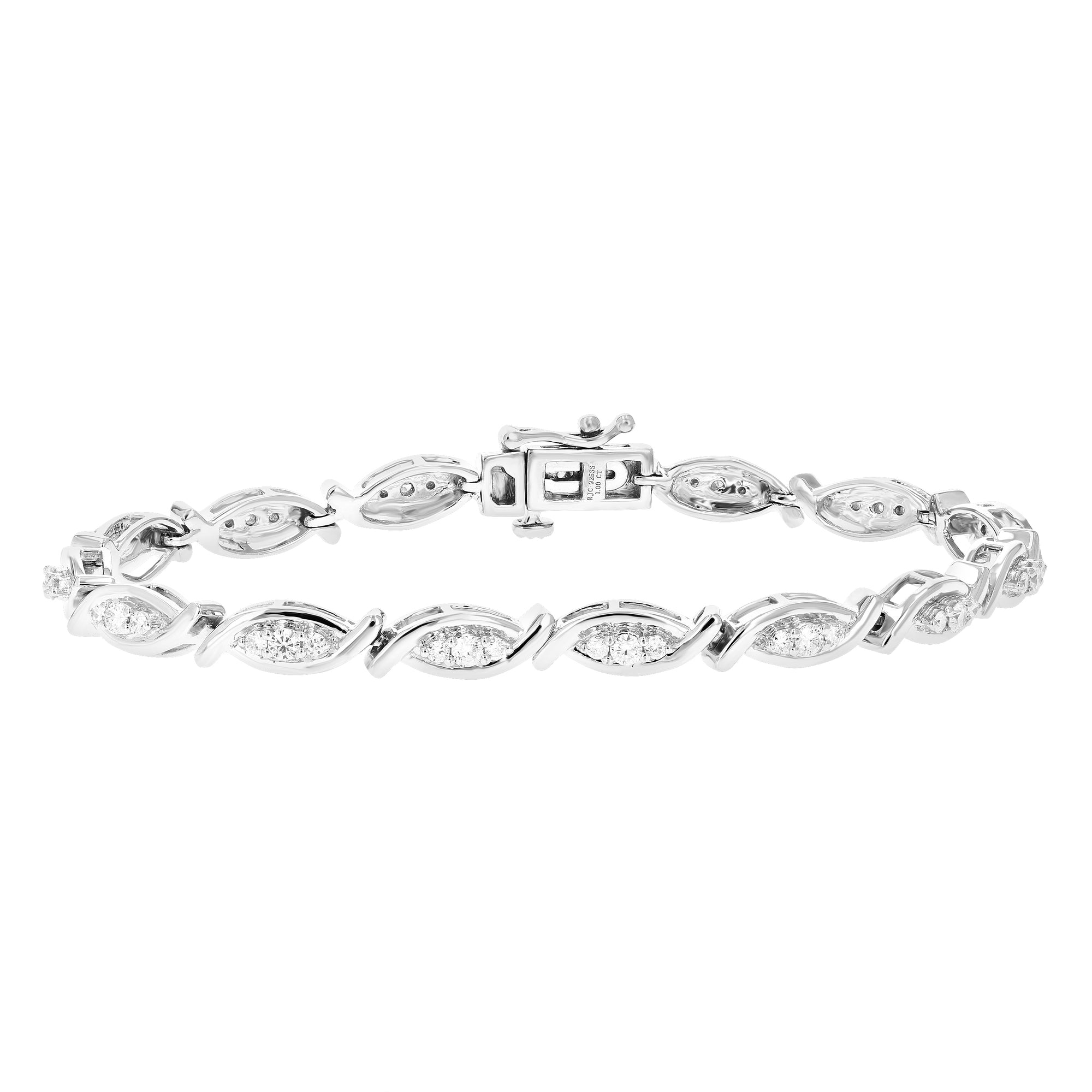1 cttw Diamond Bracelet for Women, Round Lab Grown Diamond Tennis Bracelet in .925 Sterling Silver, Prong Setting, 7.25 Inch