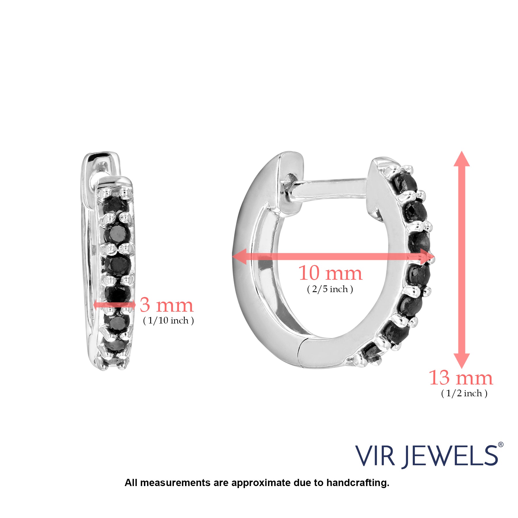 Black Diamond Hoop Earrings.