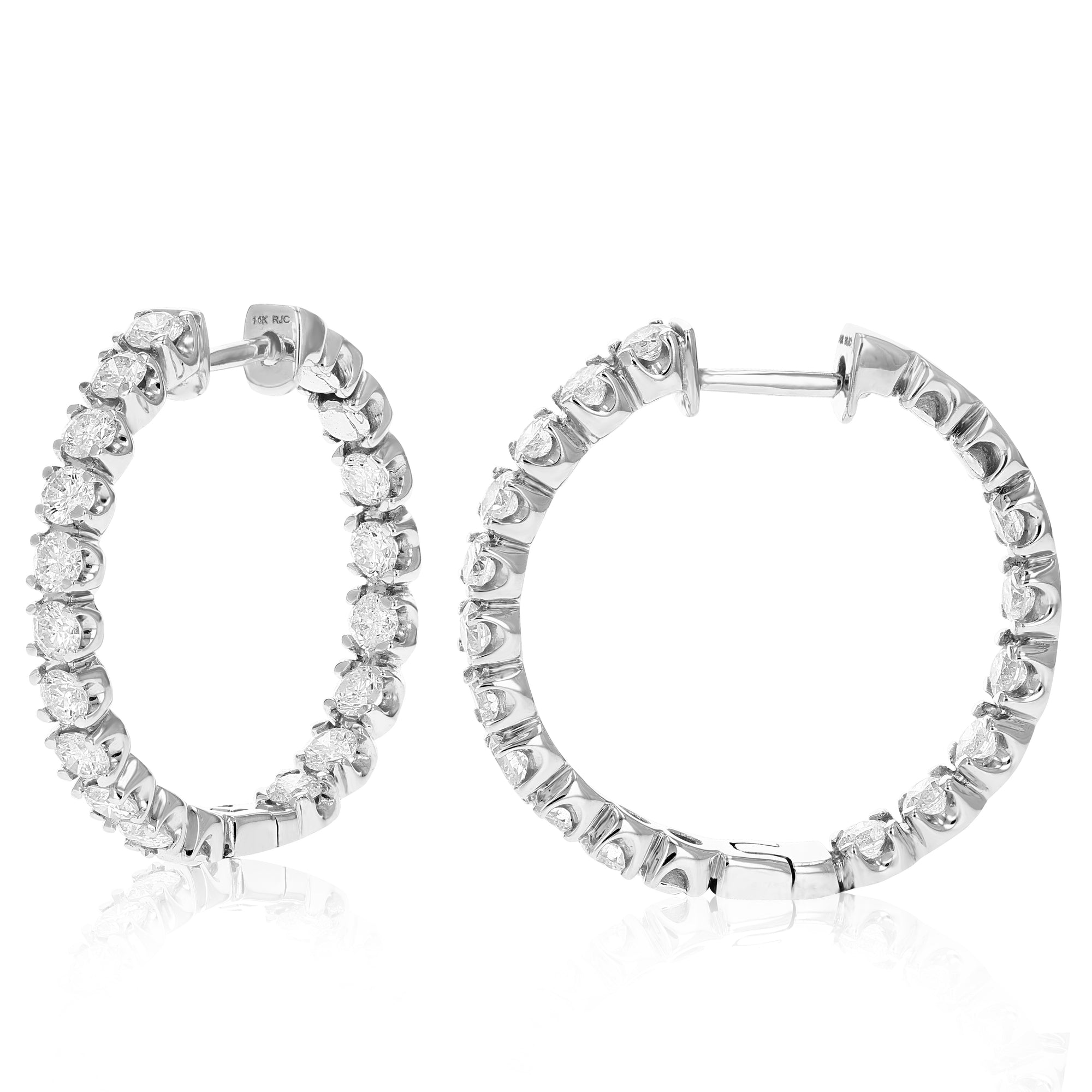 2.50 cttw 14K White Gold Diamond Hoop Earrings (I-J) 1.10 inch