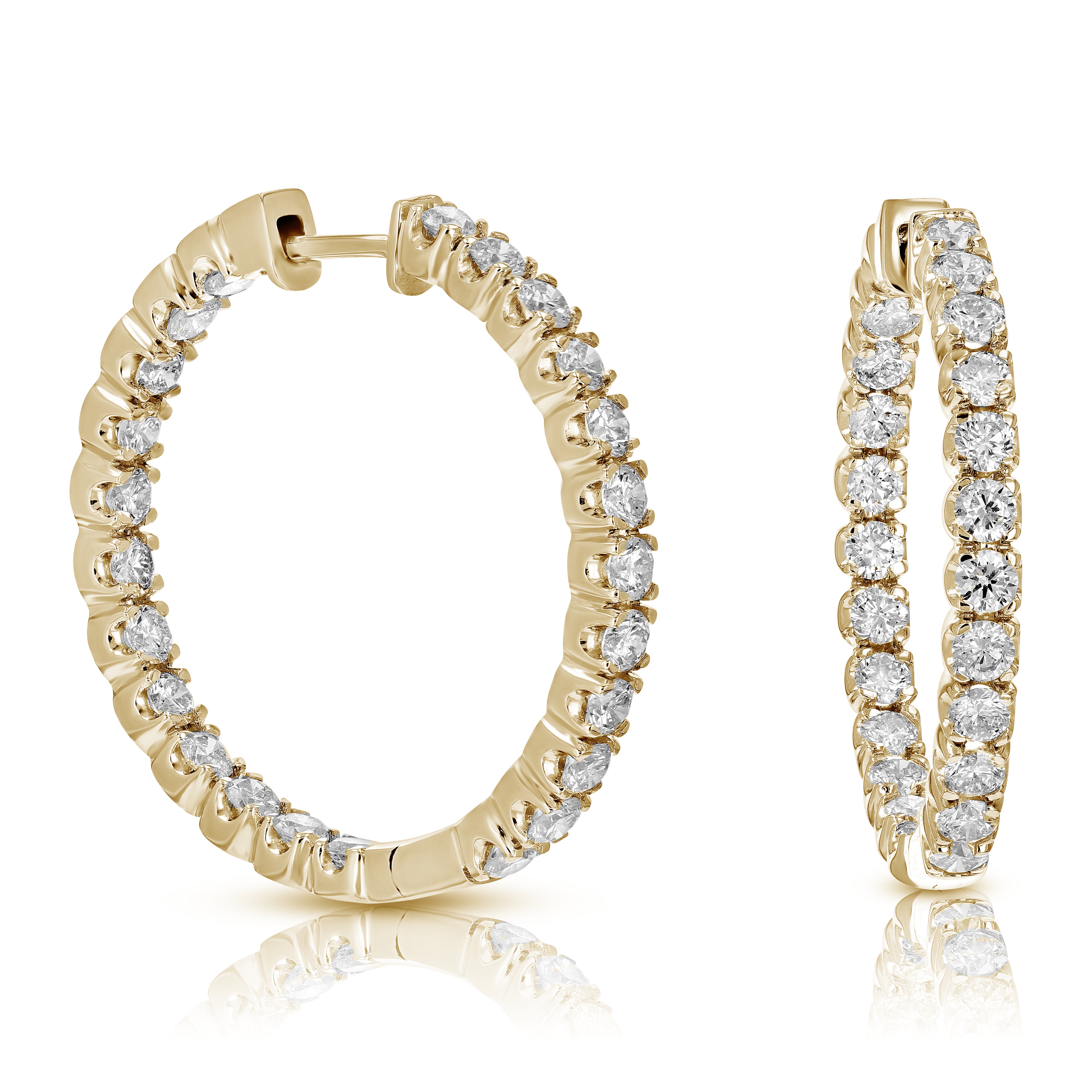 5 cttw Lab Grown Diamond Hoops Earrings in 14K Gold With Hidden Post