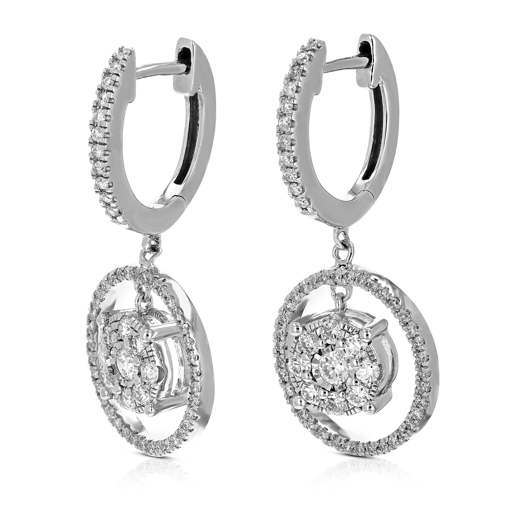 1 cttw 190 Stones Round Lab Grown Diamond Dangle Earring .925 Sterling Silver Prong Set, 2/5 Inch