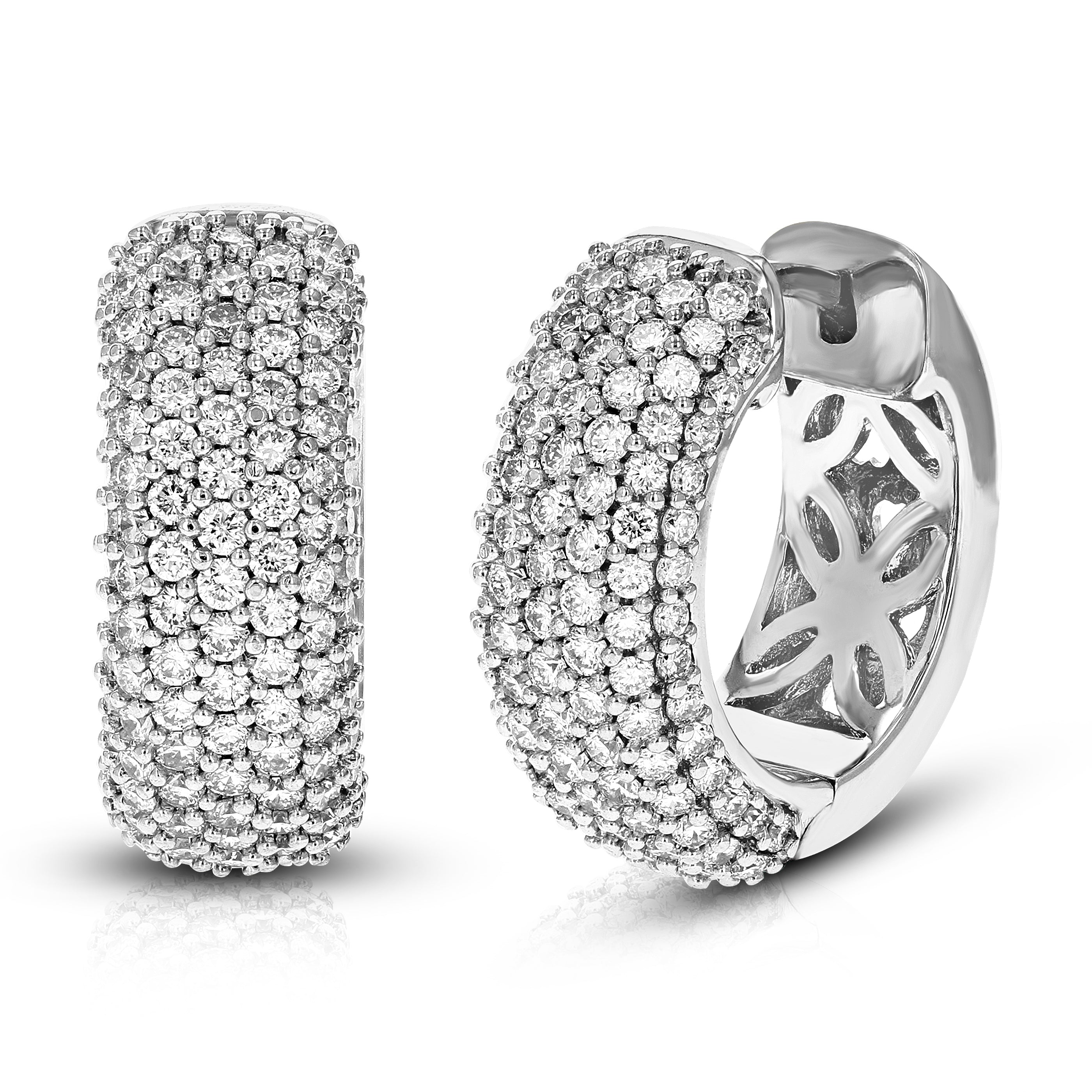 2.50 cttw Lab Grown Diamond Hoop Earrings in 14K White Gold With Hidden Post