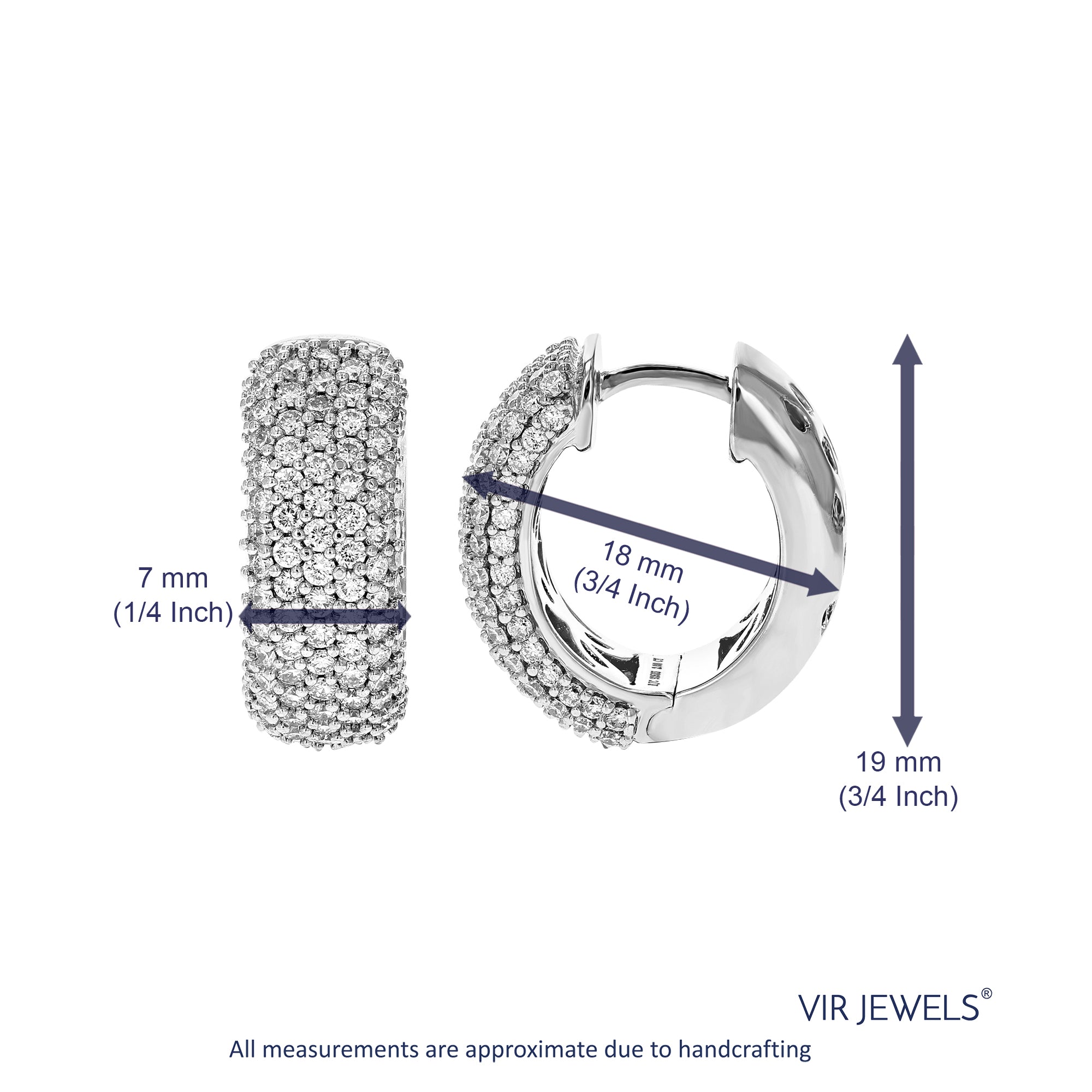 2.50 cttw Lab Grown Diamond Hoop Earrings in 14K White Gold With Hidden Post
