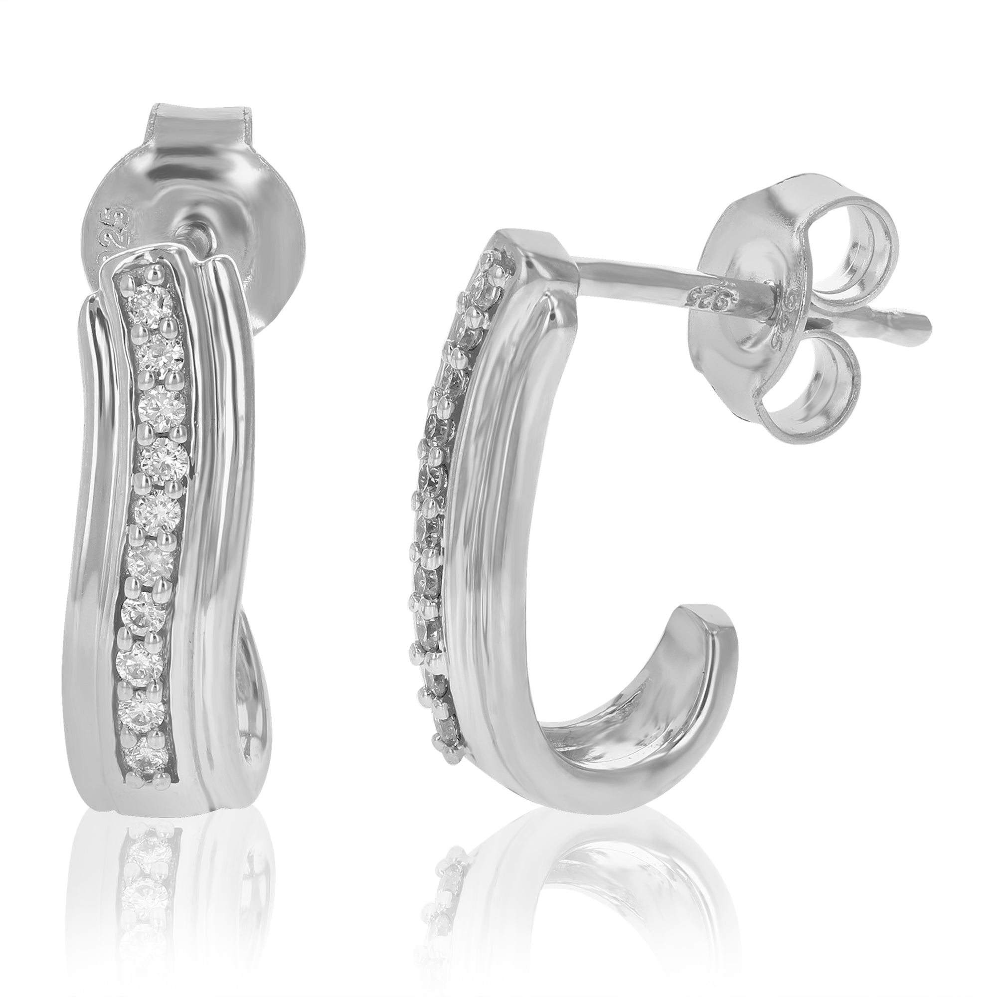 1/10 cttw Dangle Earrings for Women, Round Lab Grown Diamond Dangle Earrings in .925 Sterling Silver, Prong Setting, 1/2 Inch