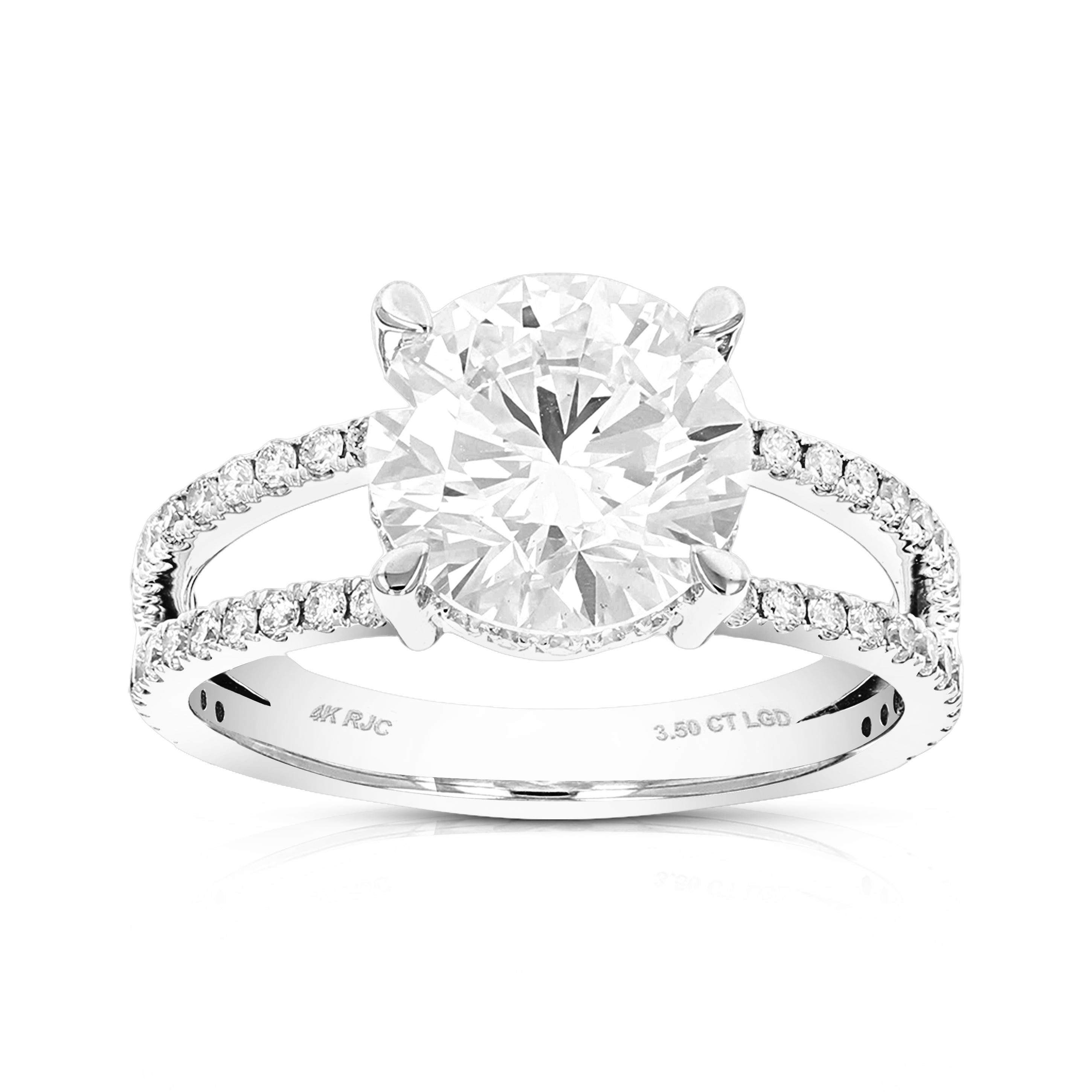 3.50 cttw Lab Grown Diamond Engagement Ring in 14K White Gold