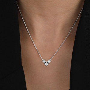 3/4 cttw 3 Stone Princess Cut Diamond Pendant Necklace 14K White Gold with Chain