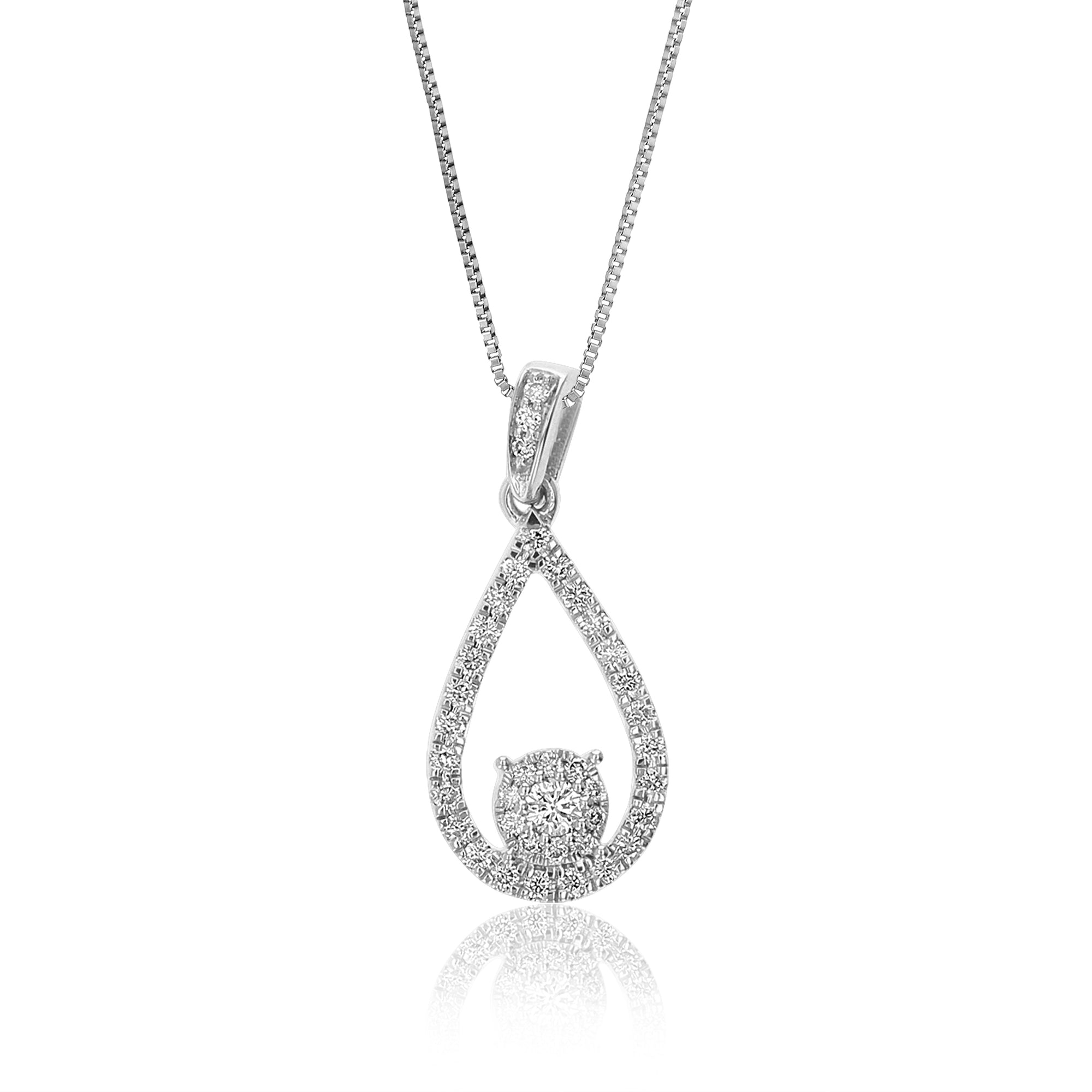 1/3 cttw Diamond Pendant Necklace for Women, Lab Grown Diamond Drop Pendant Necklace in .925 Sterling Silver with Chain, Size 3/4 Inch