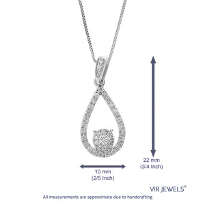 1/3 cttw Diamond Pendant Necklace for Women, Lab Grown Diamond Drop Pendant Necklace in .925 Sterling Silver with Chain, Size 3/4 Inch
