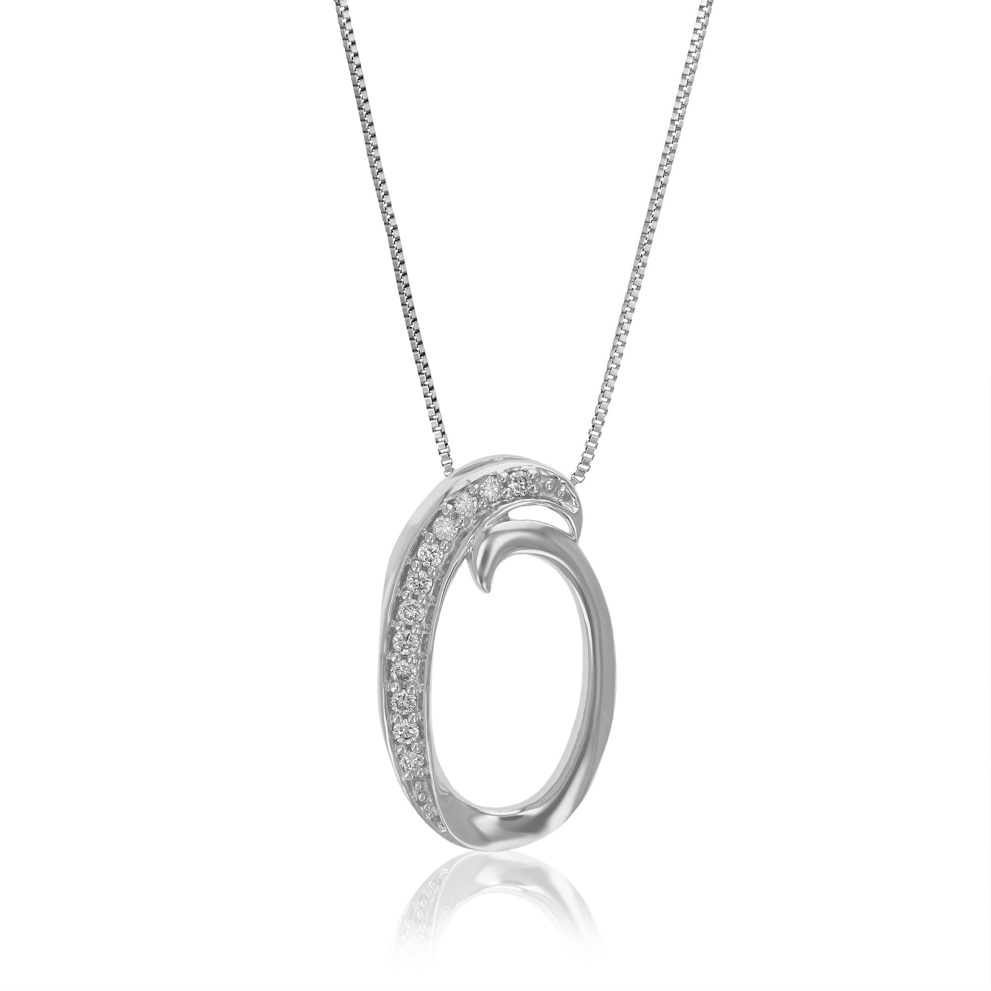 1/10 cttw Diamond Pendant Necklace for Women, Lab Grown Diamond Letter O Pendant Necklace in .925 Sterling Silver with Chain, Size 3/4 Inch