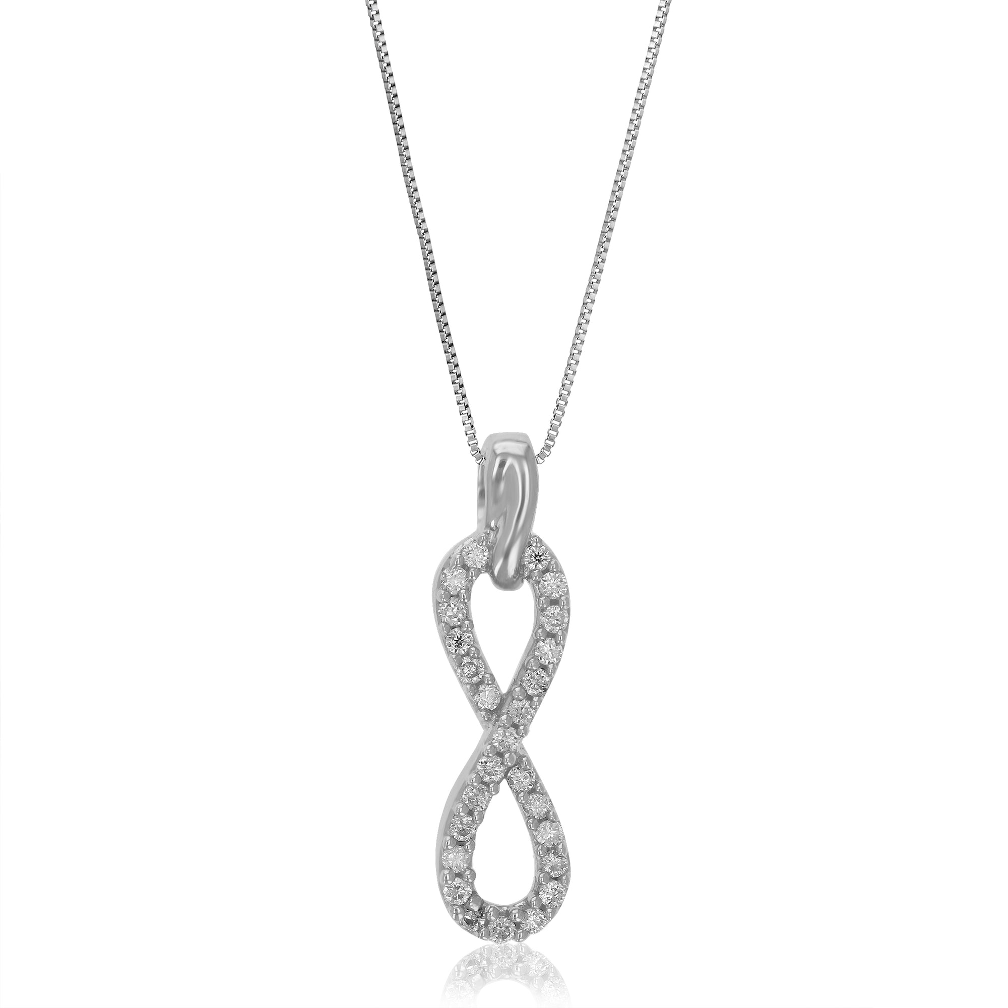 1/10 cttw Diamond Pendant Necklace for Women, Lab Grown Diamond Infinity Pendant Necklace in .925 Sterling Silver with Chain, Size 2/3 Inch