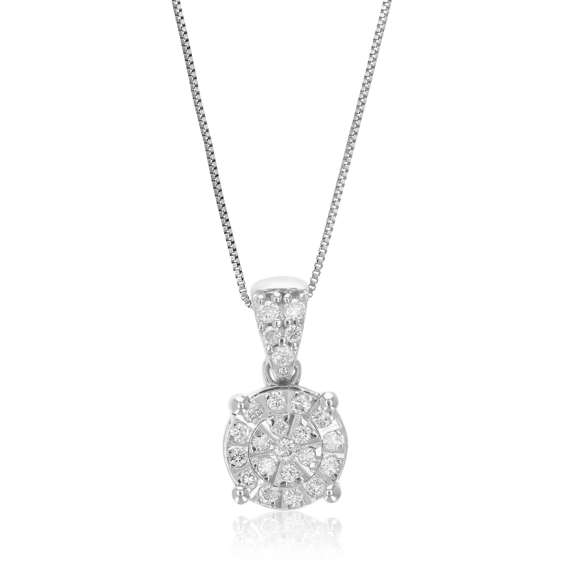 1/6 cttw Lab Grown Diamond .925 Sterling Silver Circle Pendant Necklace 1/4 Inch With 18 Inch Chain