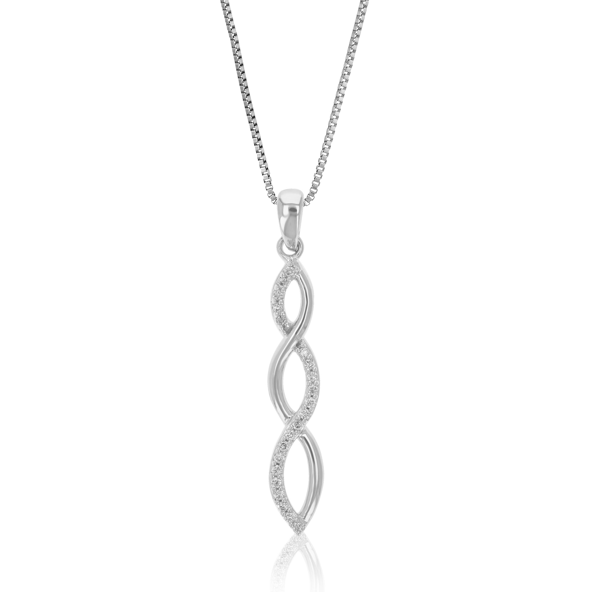1/10 cttw Diamond Pendant Necklace for Women, Lab Grown Diamond Infinity Pendant Necklace in .925 Sterling Silver with Chain, Size 1 1/4 Inch