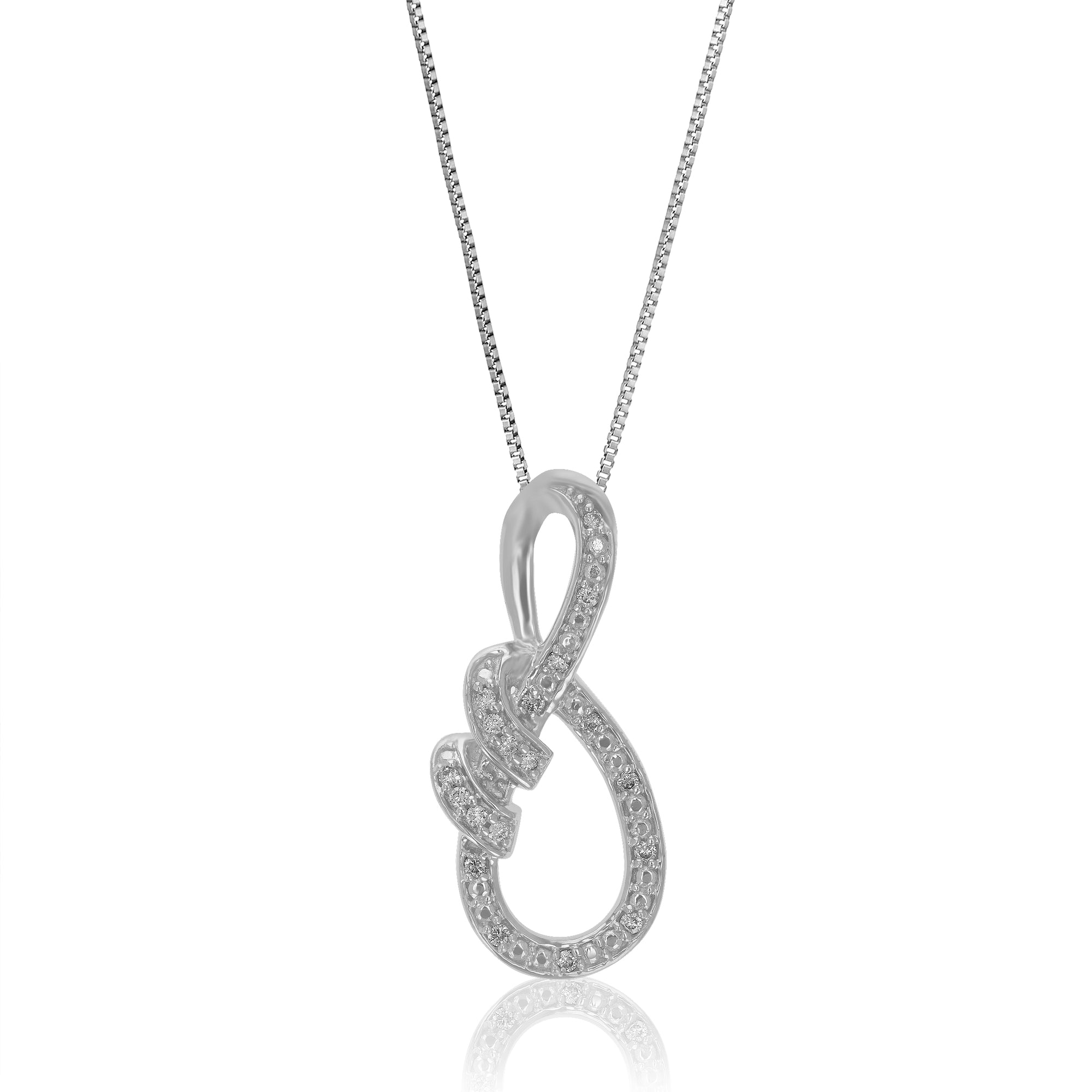 1/10 cttw Diamond Pendant Necklace for Women, Lab Grown Diamond Infinity Pendant Necklace in .925 Sterling Silver with Chain, Size 1 Inch