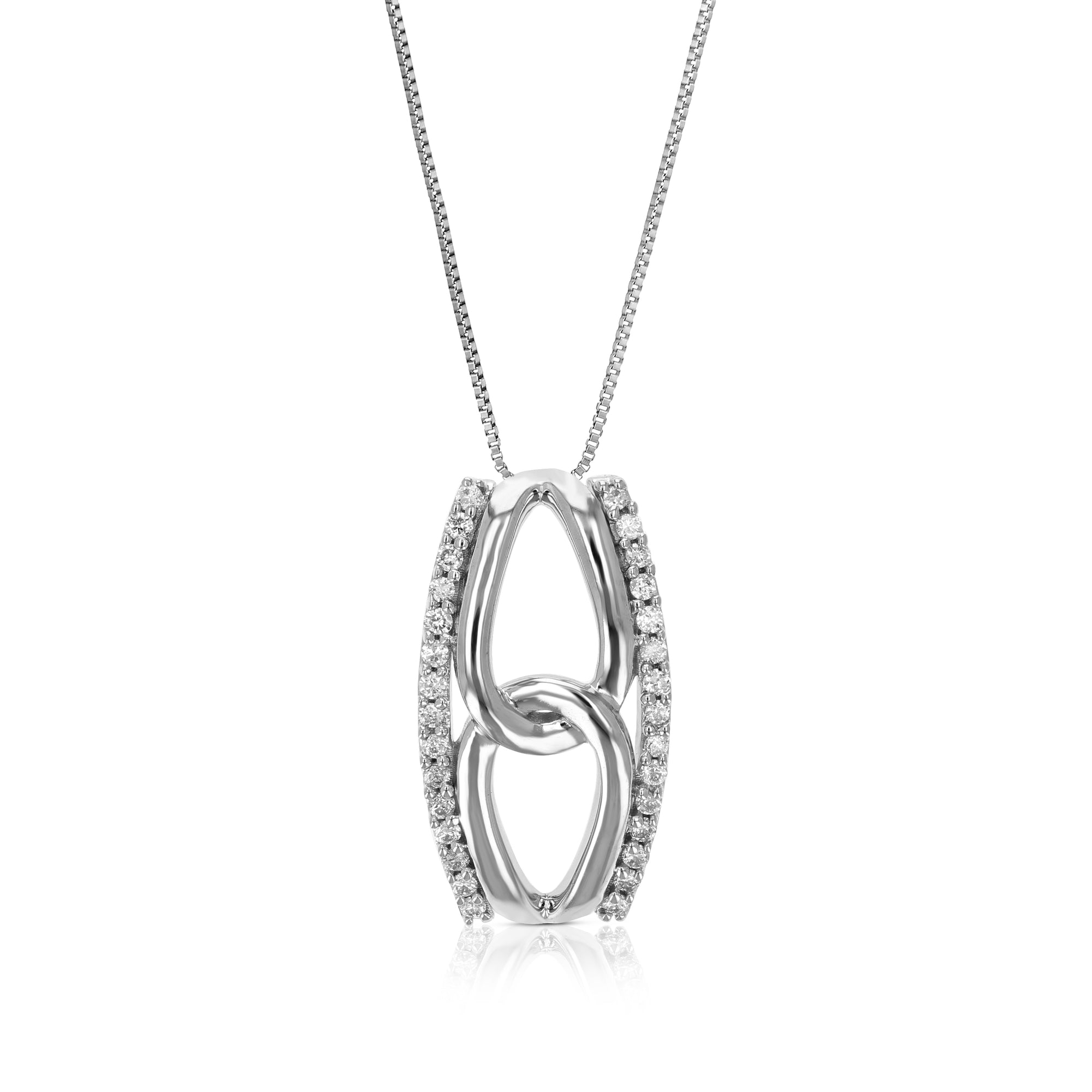 1/10 cttw Lab Grown Diamond Fashion Pendant Necklace .925 Sterling Silver 1/2 Inch with 18 Inch Chain, Size 1/2 Inch