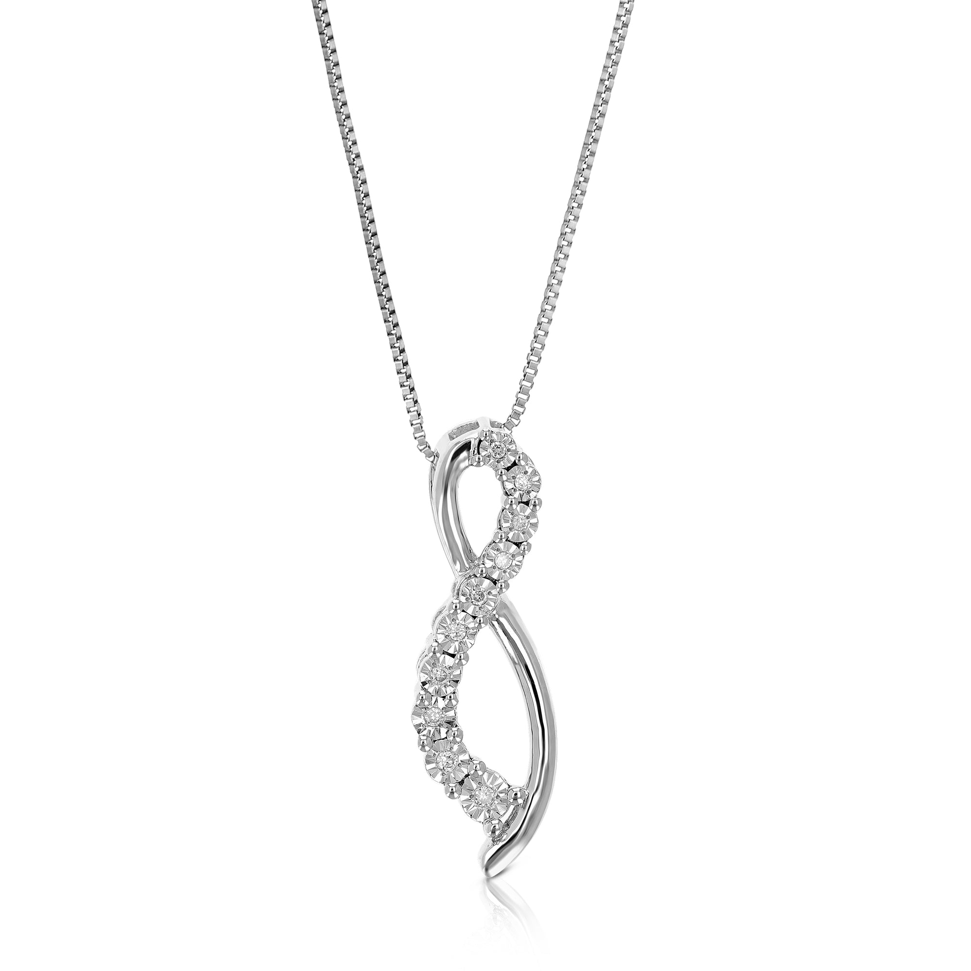 1/20 cttw Lab Grown Diamond Journey Pendant Necklace .925 Sterling Silver 3/4 Inch with 18 Inch Chain, Size 3/4 Inch