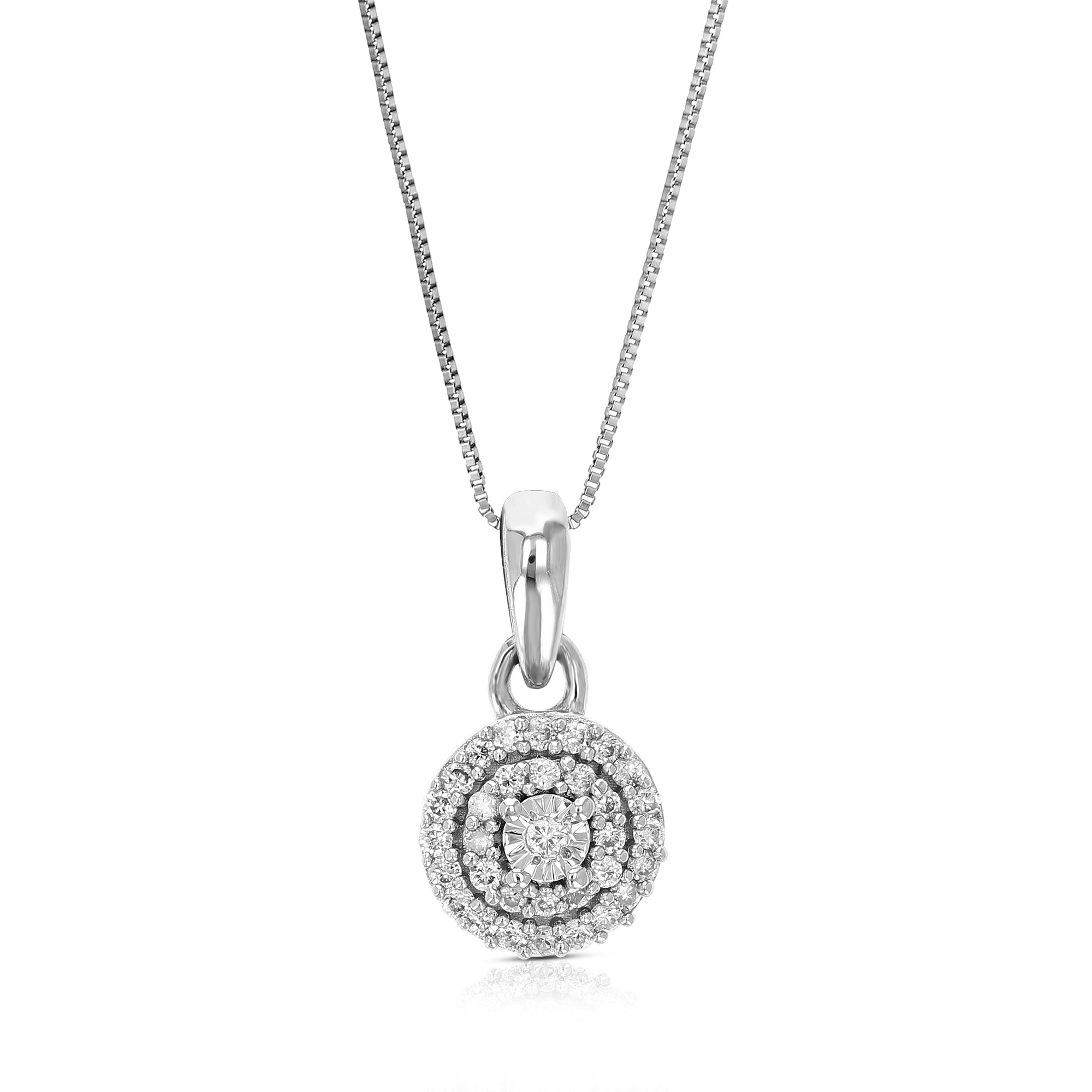 1/16 cttw Lab Grown Diamond Fashion Pendant Necklace .925 Sterling Silver 2/5 Inch with 18 Inch Chain