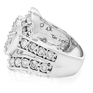 3 cttw Diamond Engagement Ring Oval Shape Composite 14K White Gold Bridal Style