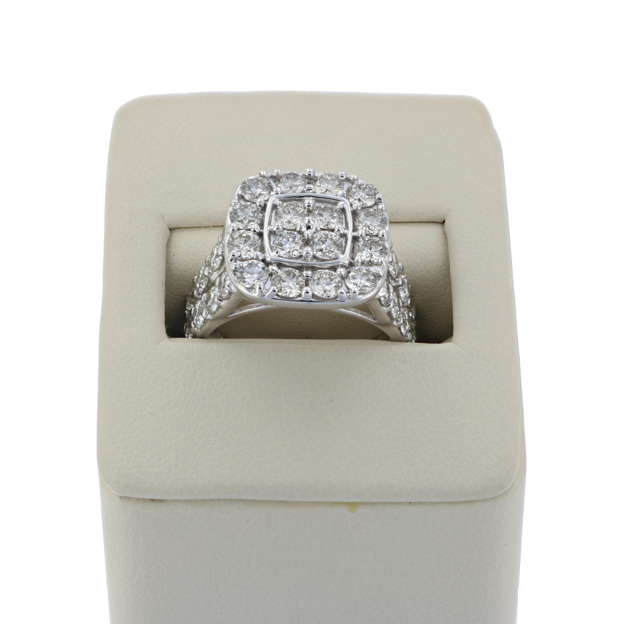 3 cttw Diamond Engagement Ring Cushion Square 14K White Gold Bridal Wedding