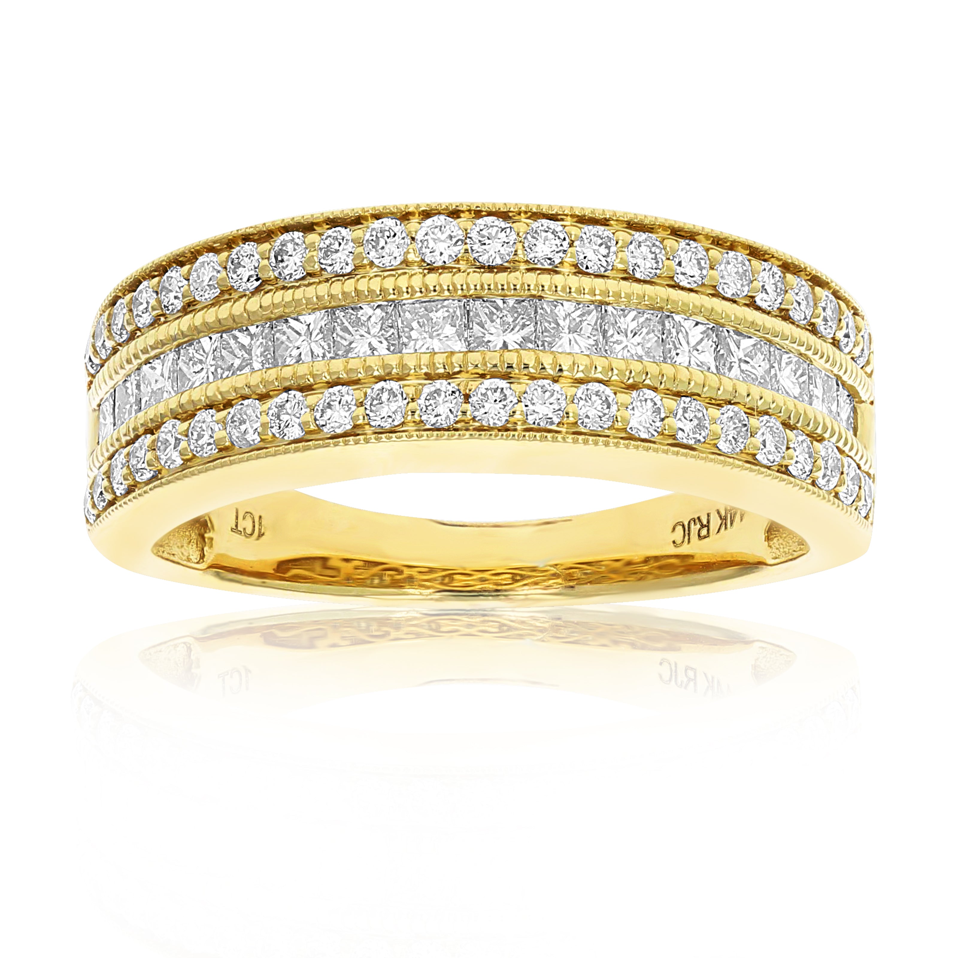 1 cttw Diamond multi-row Milgrain Band in 14K Gold