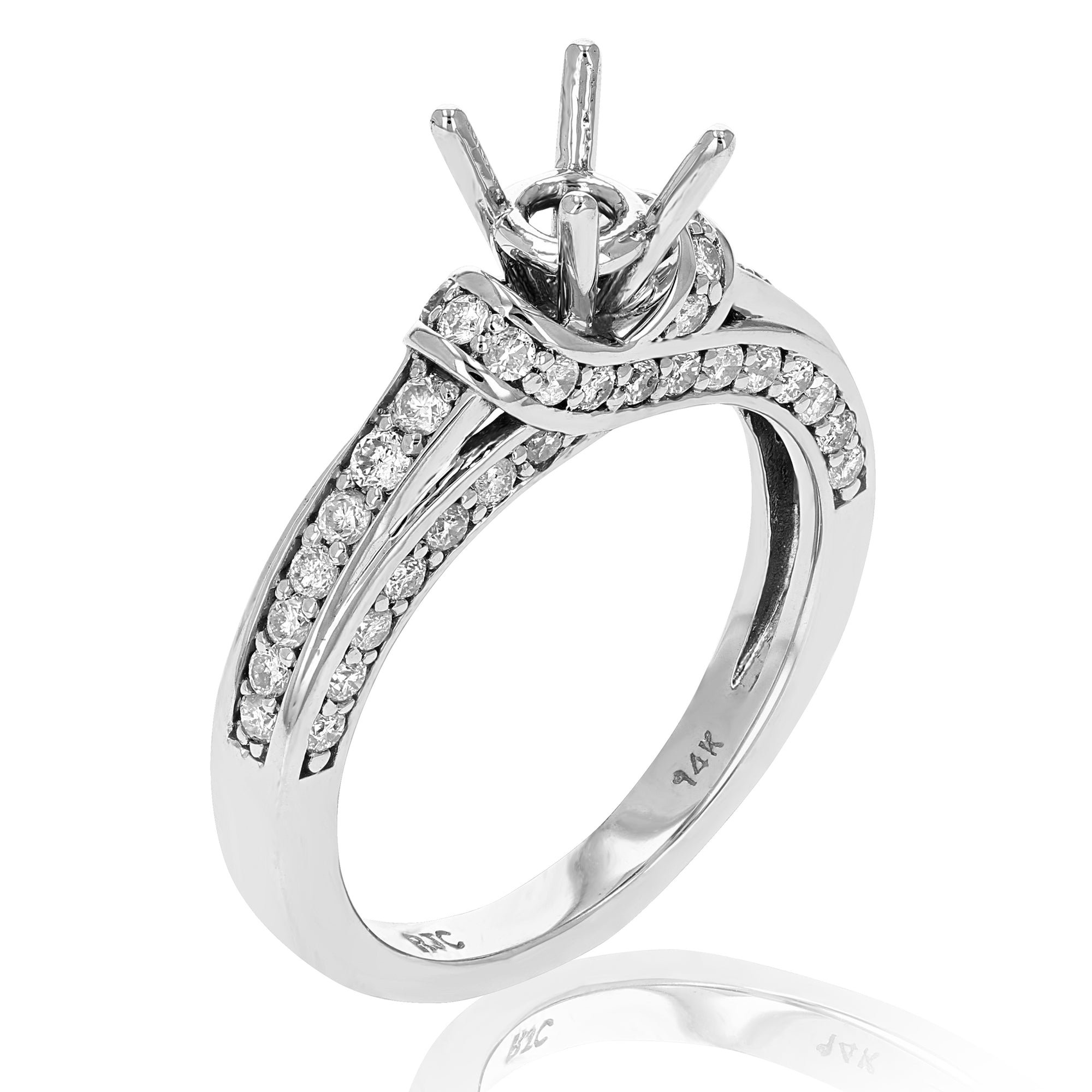 1 cttw Semi Mount Diamond Engagement Ring 14K White Gold Round Bridal Size 7