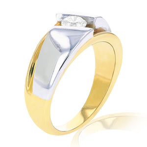 1/2 cttw Men's Diamond Engagement Ring 18K Yellow Gold and Platinum Size 10