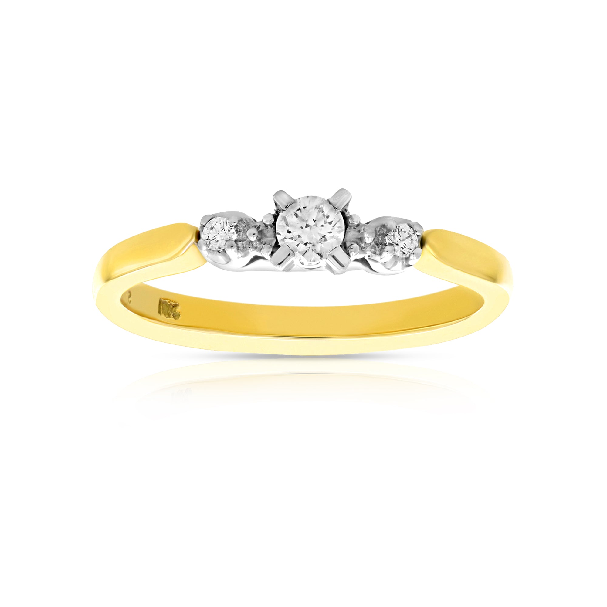 1/4 cttw Diamond 3 Stone Ring 18K Yellow Gold Size 7
