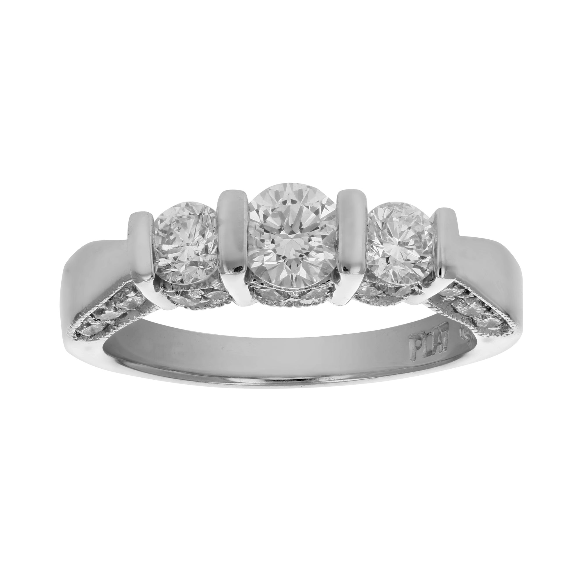 1.50 cttw Diamond 3 Stone Ring Platinum Size 7
