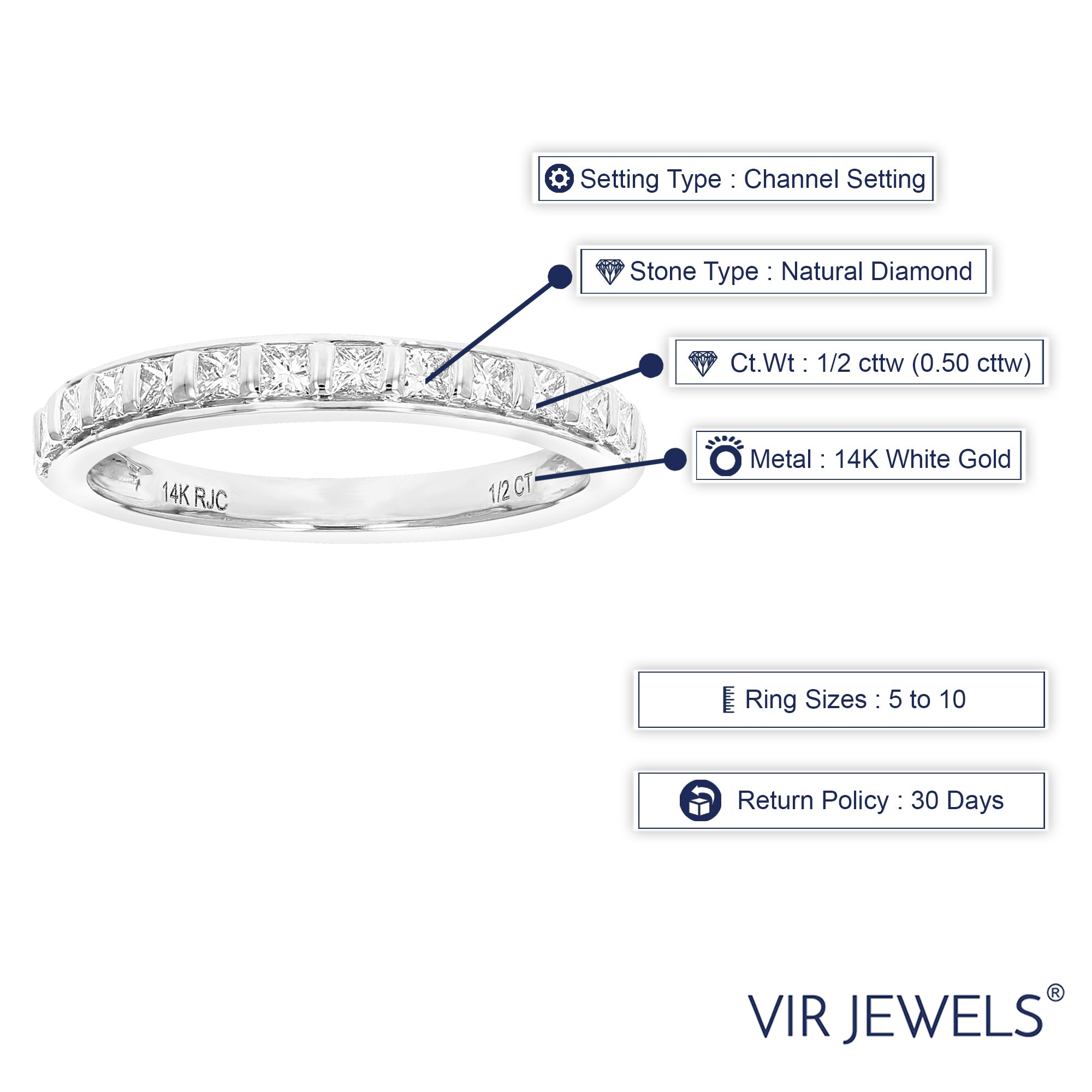 Princess Diamond Wedding Band