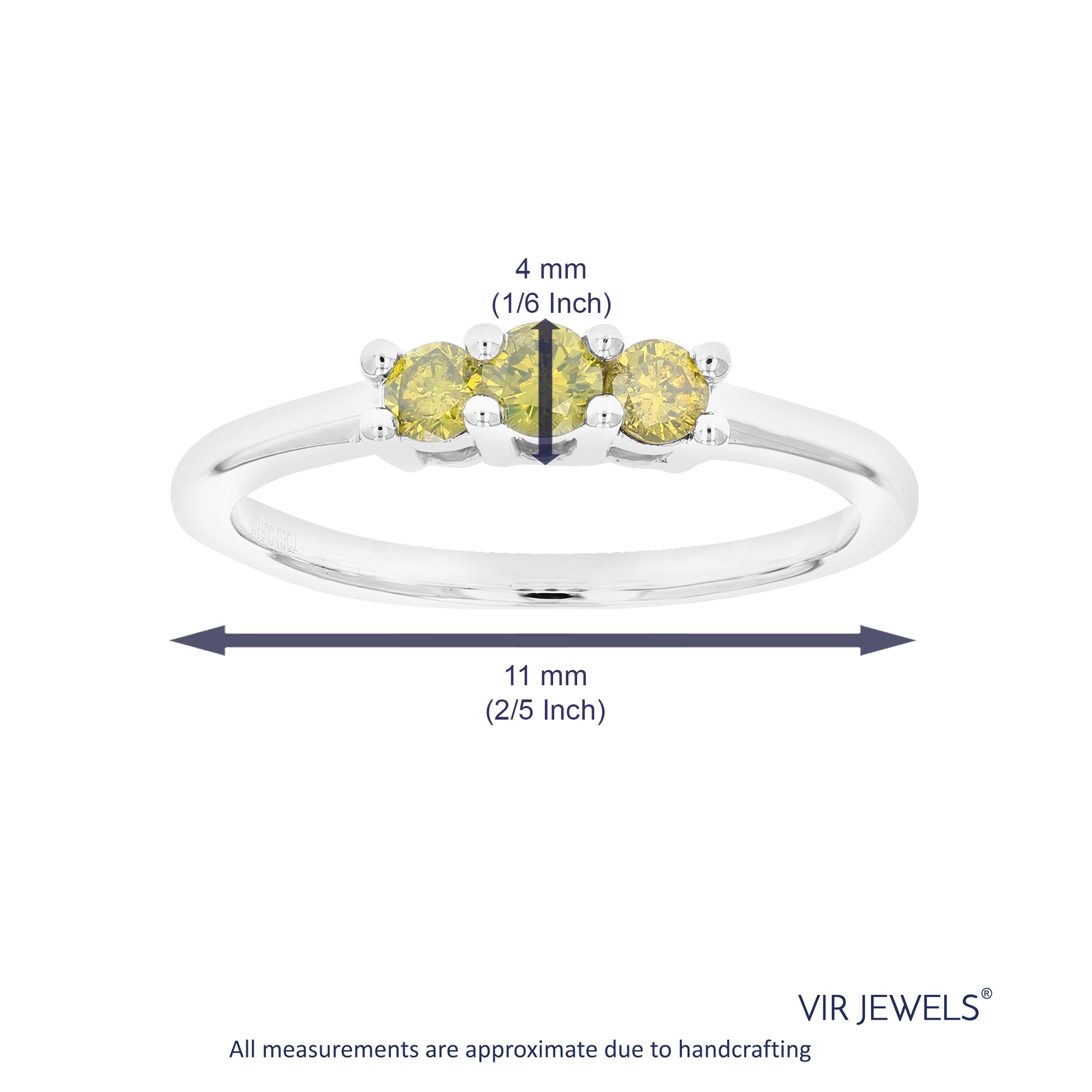 3/8 cttw 3 Stone Round Cut Yellow Diamond Engagement Ring .925 Sterling Silver Prong Set