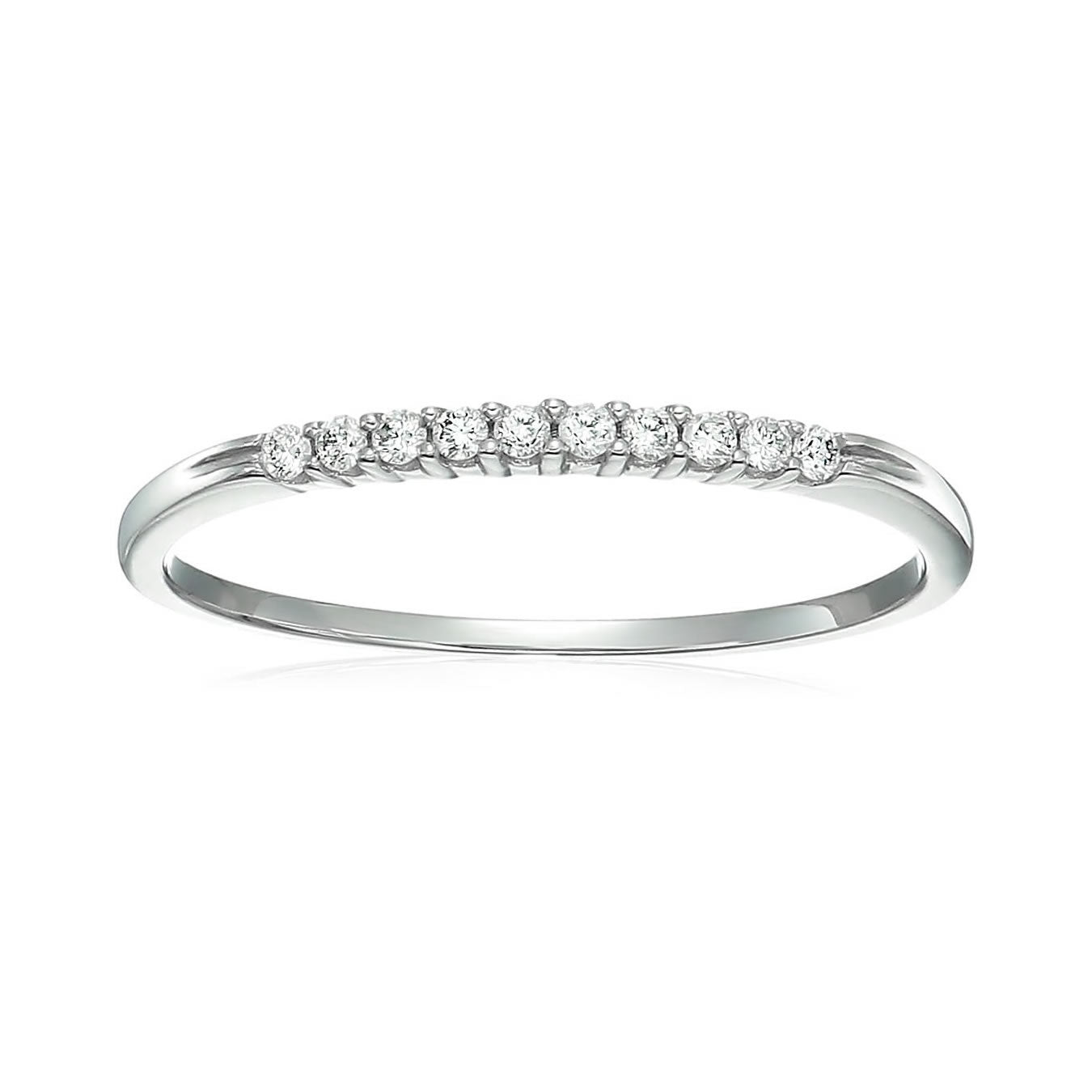 1/10 cttw Petite Diamond Wedding Band 10K White or Yellow Gold Prong Set