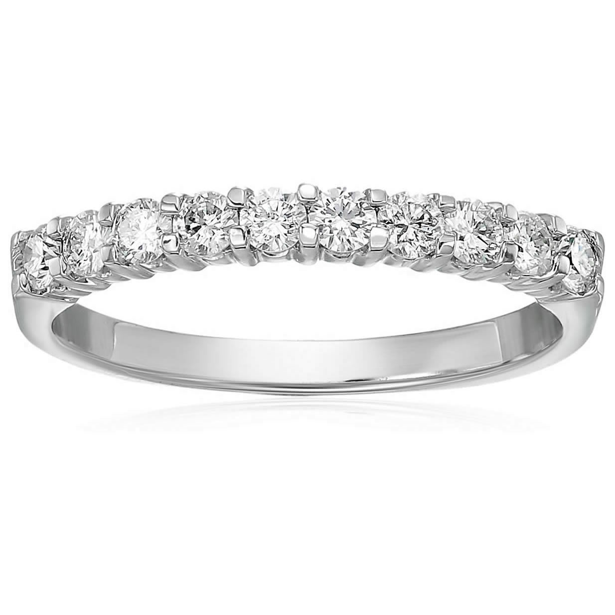 1/4 cttw to 1 cttw Diamond Wedding Anniversary Band for Women, Round Diamond Engagement Ring 14K Gold 10 Stones Prong Set, Size 4.5-10