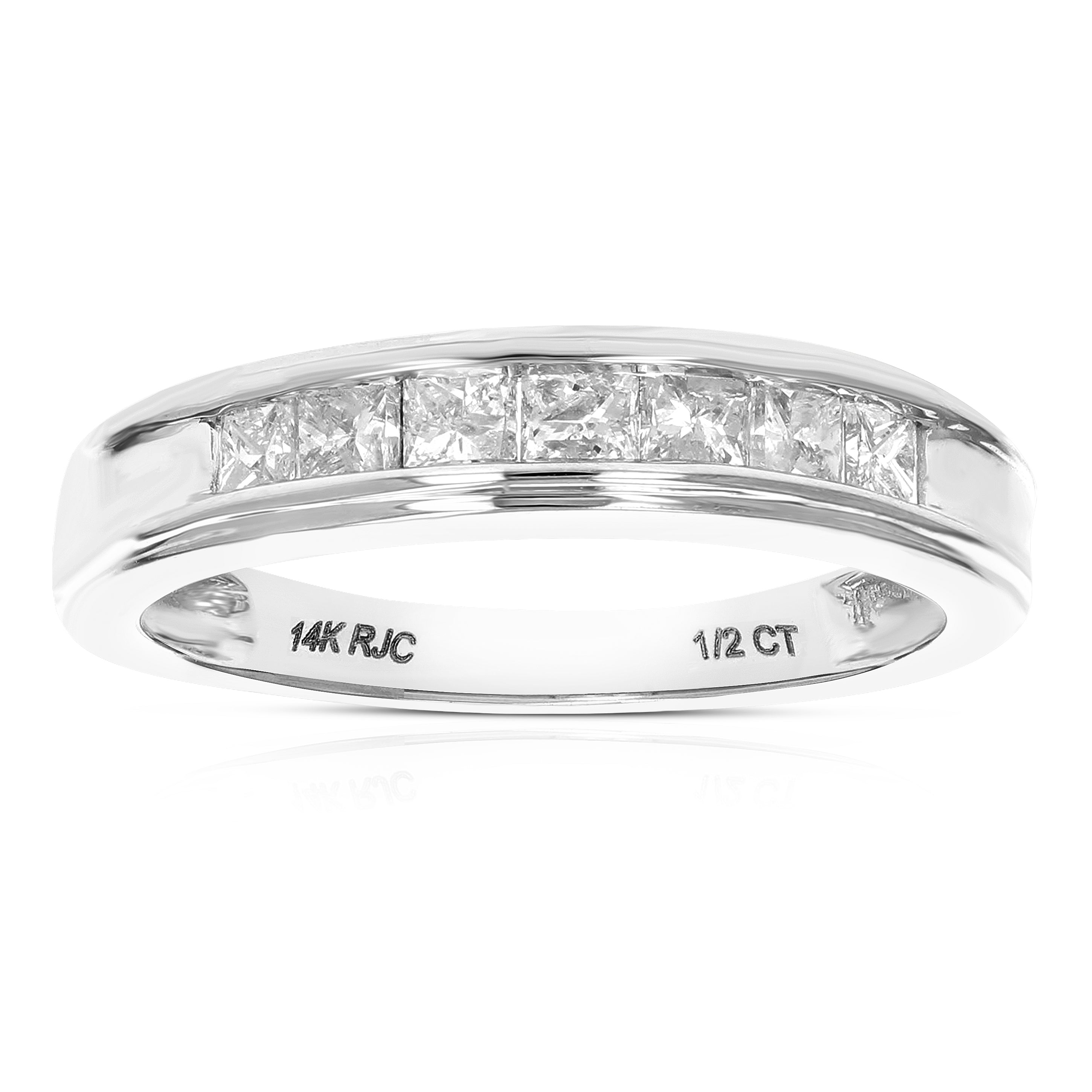 1/2 cttw to 1.50 cttw Princess Diamond Wedding Ring in 14k Gold