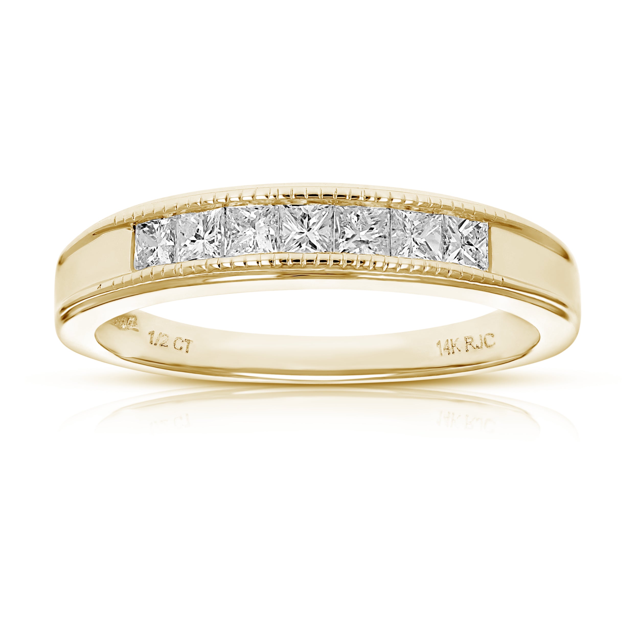 1/2 cttw to 1.50 cttw Princess Diamond Wedding Ring in 14k Gold