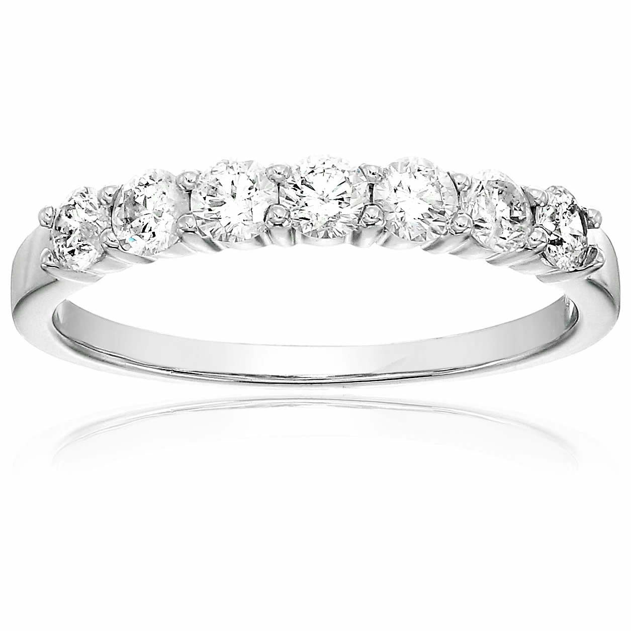 1/2 cttw Round Diamond Wedding Band for Women in 14K White Gold Prong Set, Size 4-10