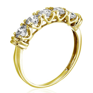 1 cttw Certified SI2-I1 5 Stone Diamond Ring 14K Yellow Gold Engagement Round