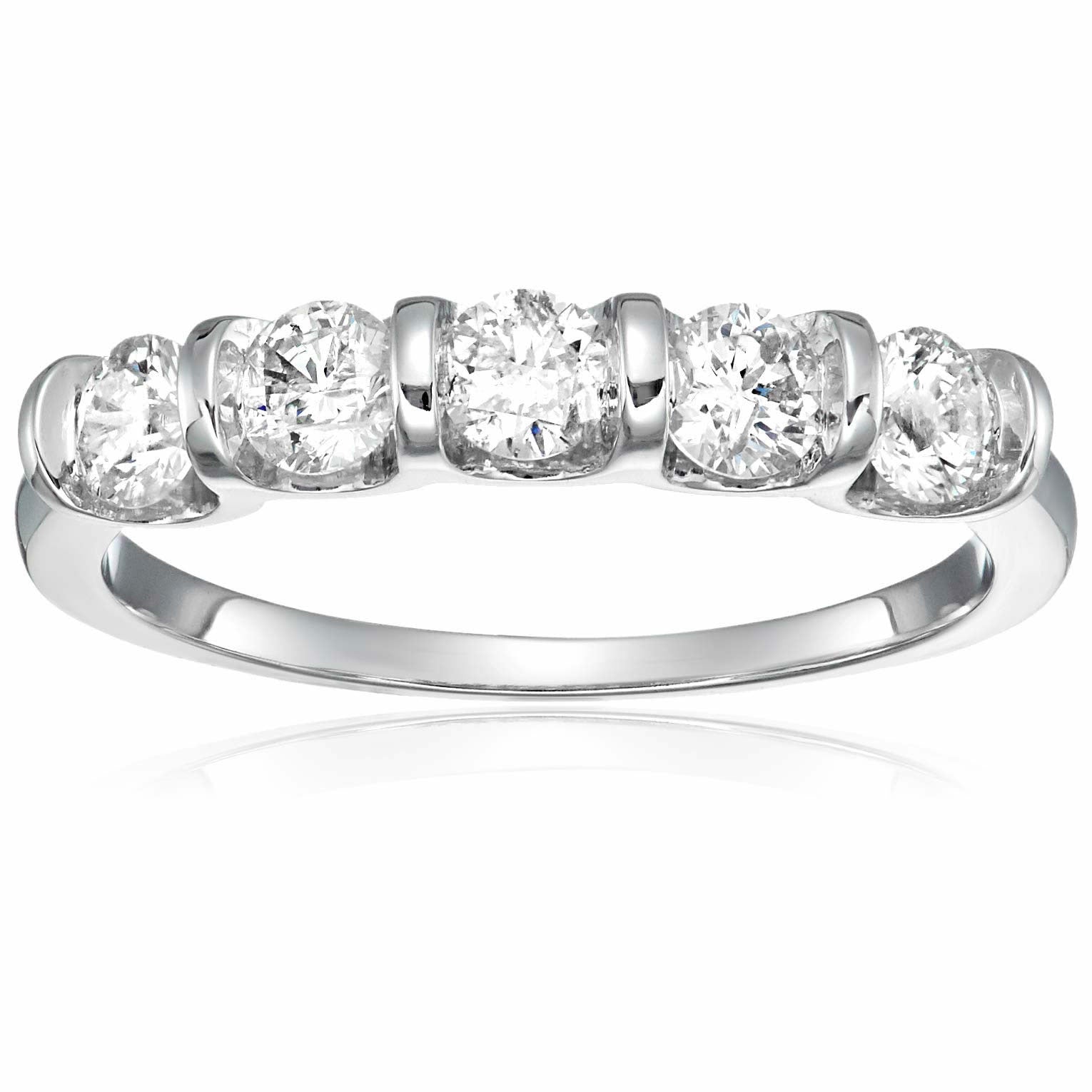 1 cttw 5 Stone Diamond Ring 14K White or Yellow Gold Engagement Channel Set