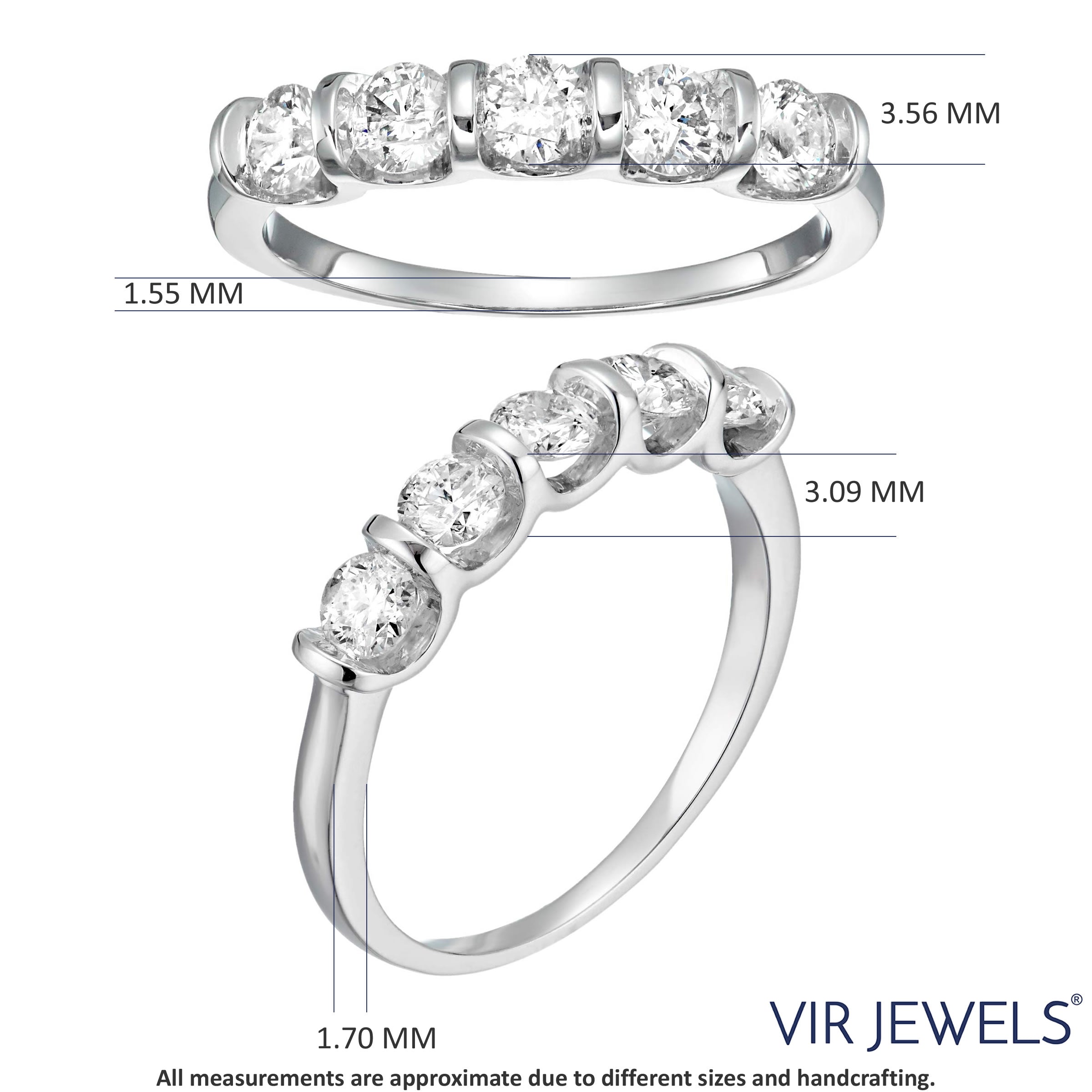 5 Stones Prong Diamond Band