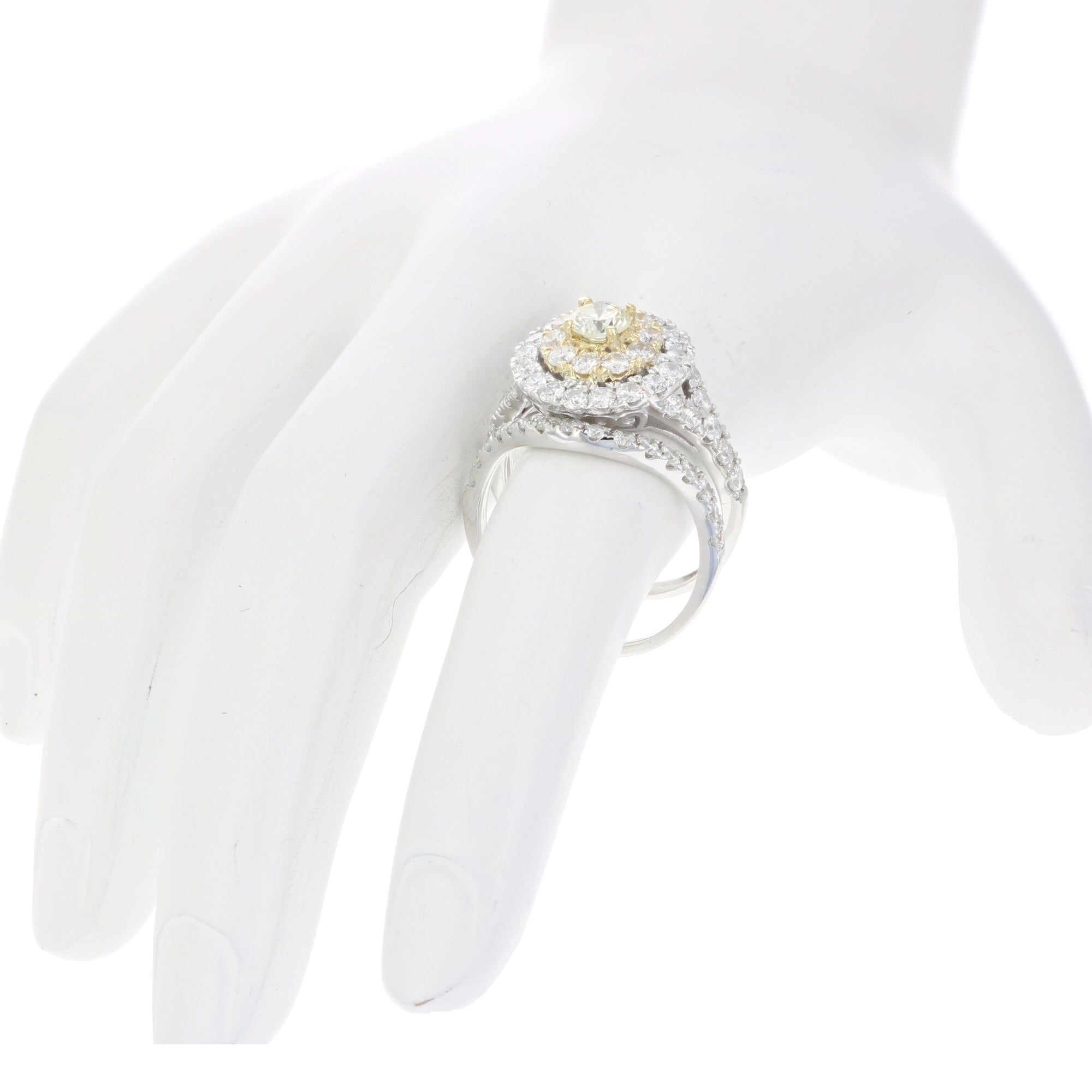 2 cttw Diamond Wedding Engagement Ring Set 14K Two Tone Gold Bridal Curve Style