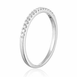 1/5 cttw Round Diamond Wedding Band for Women in 14K White Gold Prong Set, Size 4.5-10
