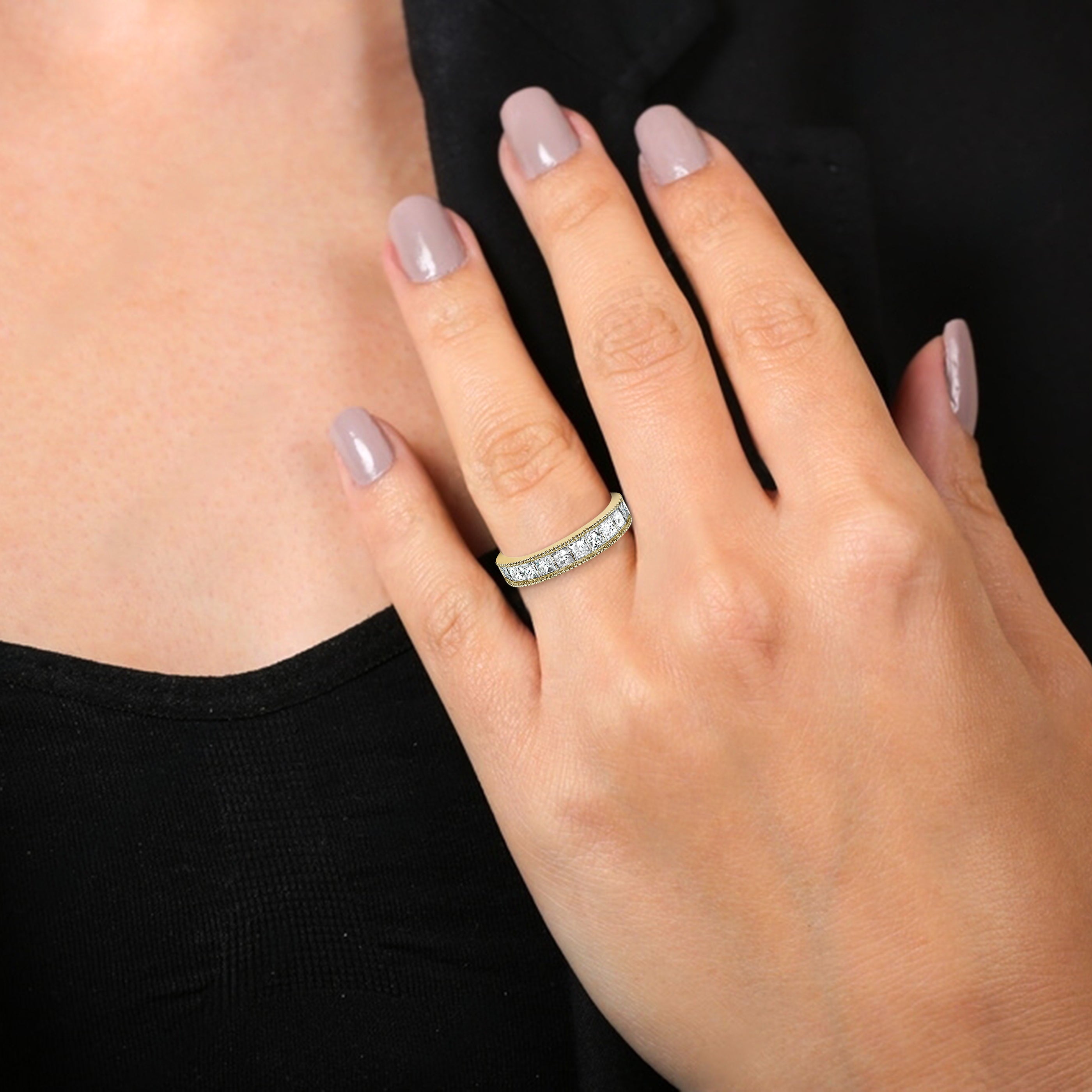 Princess Milgrain Diamond Channel Band