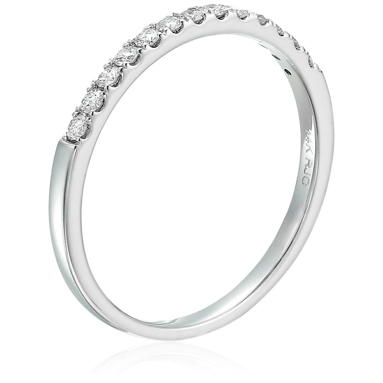 1/5 cttw Pave Diamond Wedding Band for Women in 14K White Gold Prong Set Ring, Size 4-10