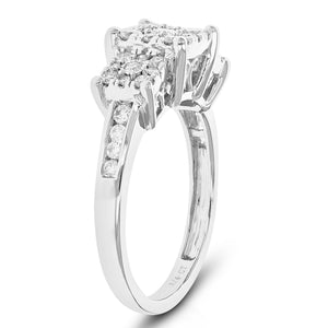 3/4 cttw Diamond Engagement Ring for Women, Round Lab Grown Diamond Ring in 0.925 Sterling Silver, Prong Setting, Size 6-8
