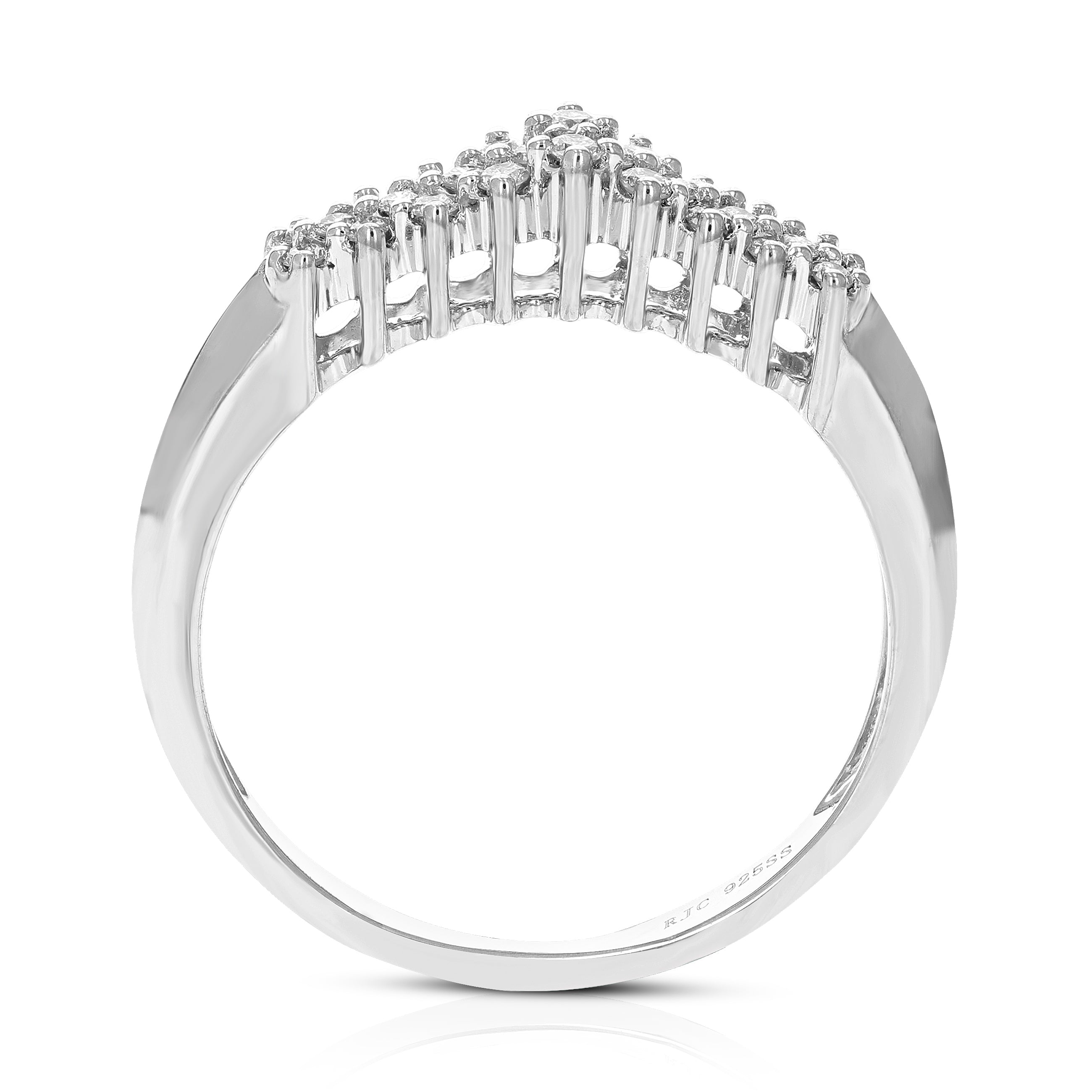 Diagonal Round Layered Wedding Band