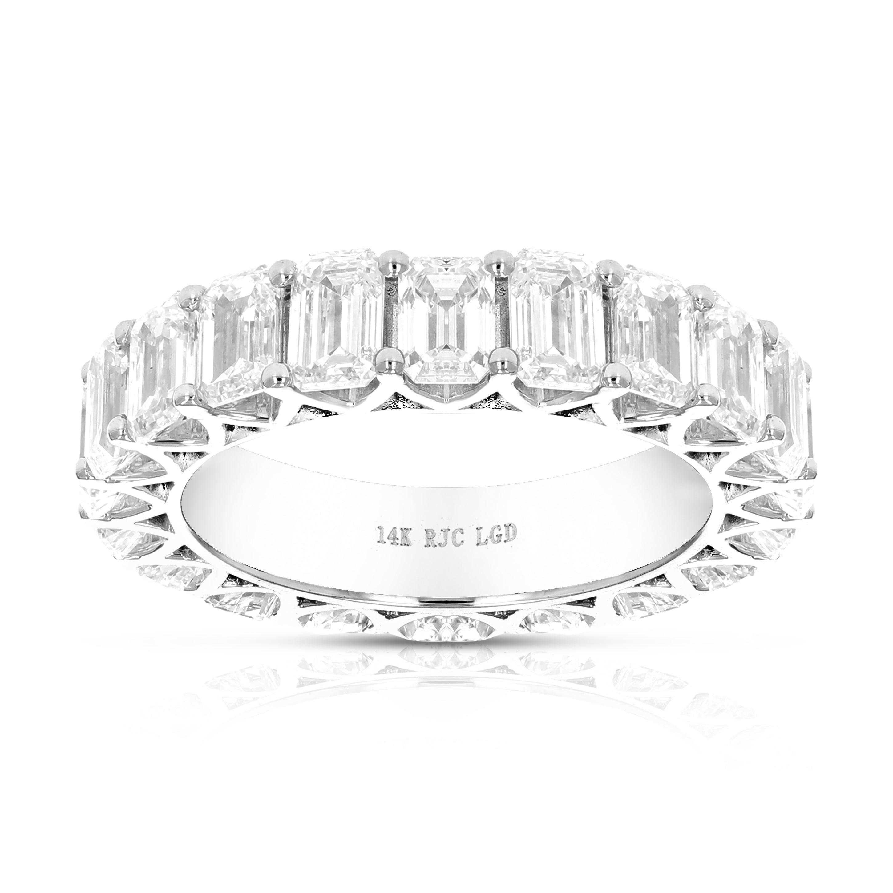 8 cttw Emerald Lab Grown Diamond Eternity Ring Wedding Band in 14K White Gold