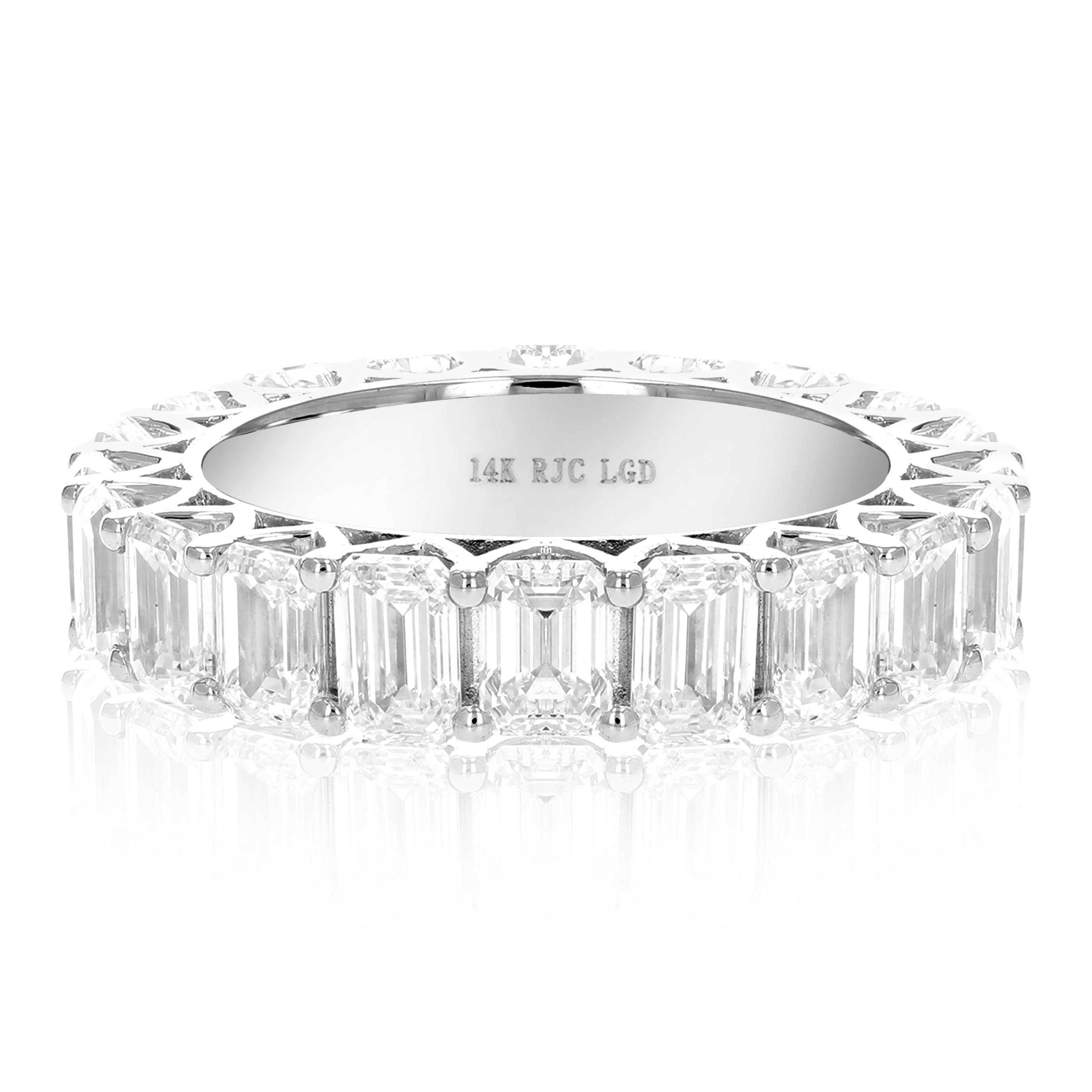 8 cttw Emerald Lab Grown Diamond Eternity Ring Wedding Band in 14K White Gold
