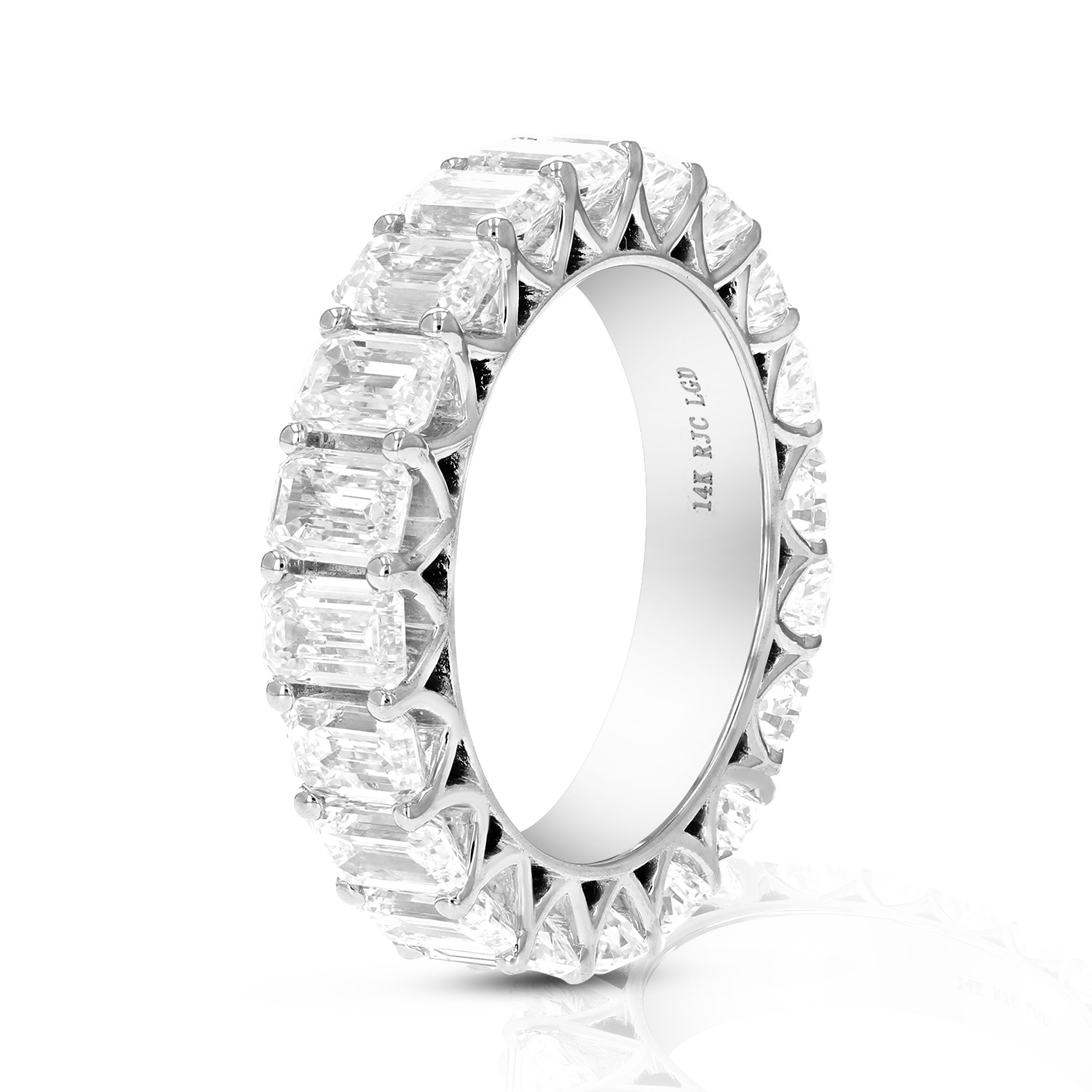 8 cttw Emerald Lab Grown Diamond Eternity Ring Wedding Band in 14K White Gold